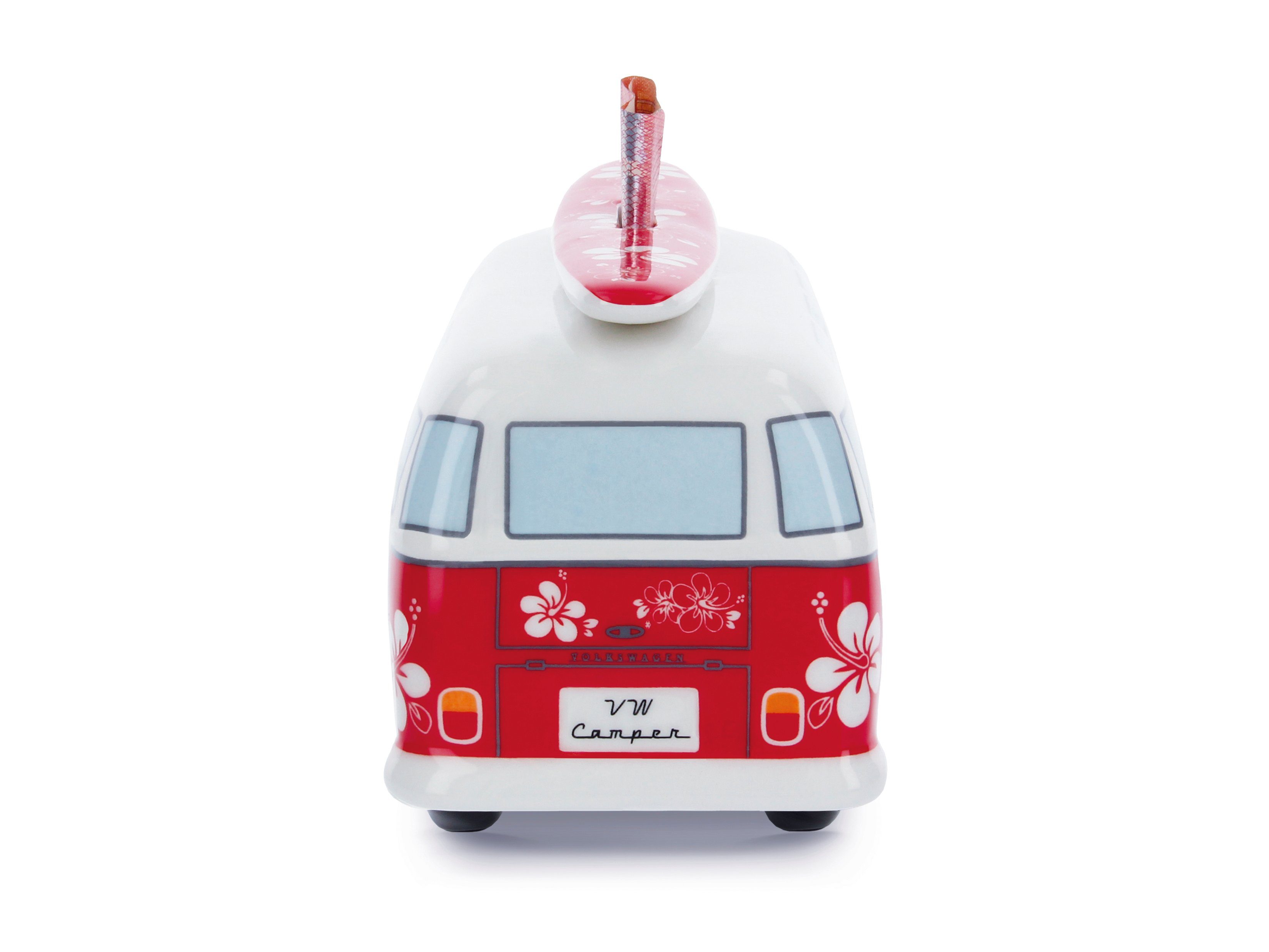 VW Collection by BRISA Spardose Volkswagen Sparschwein im T1 Bulli Bus Design mit Surfbrett, Geldbüchse aus hochwertiger Keramik