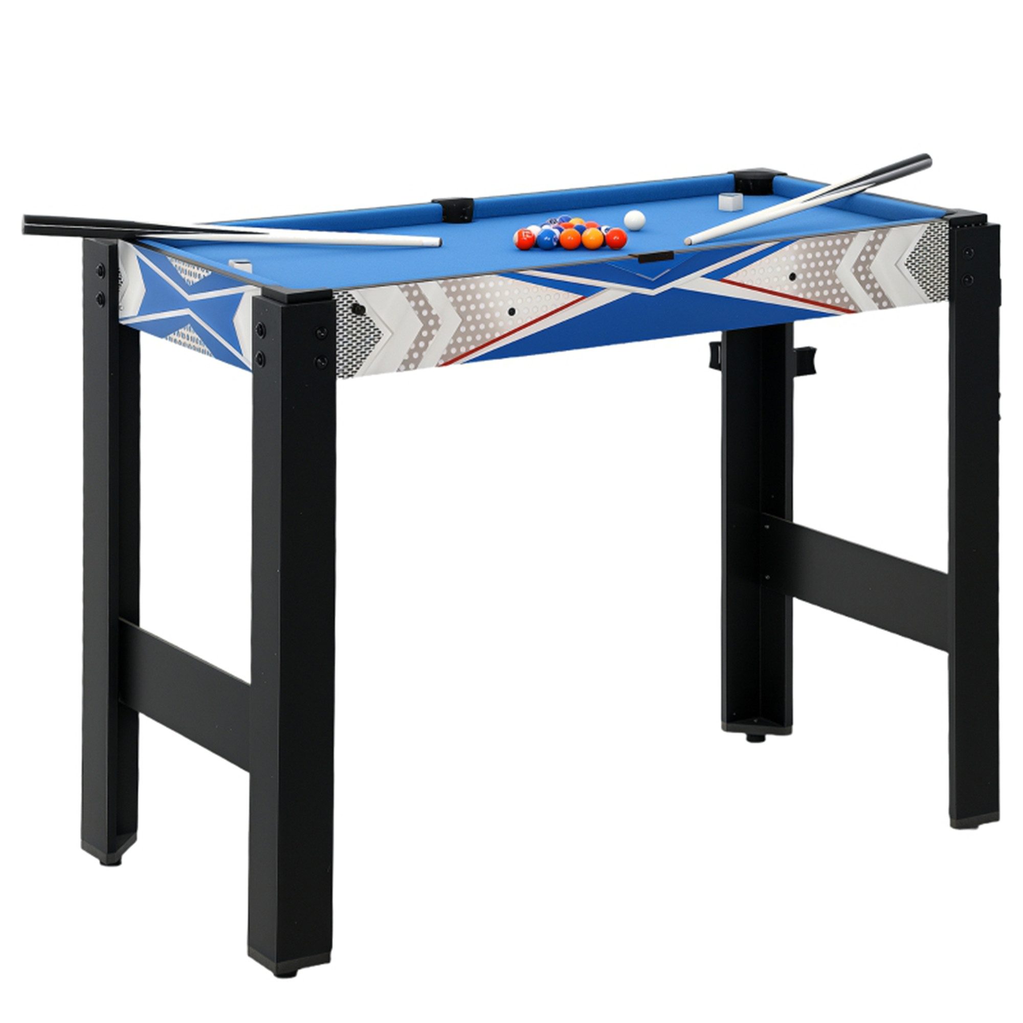 MC Star Kickertisch 5-in-1-Spieletisch, Billard, Tischtennis, Hockey, Basketball (Zubehör inklusive, MDF, Kunststoff, Blau)