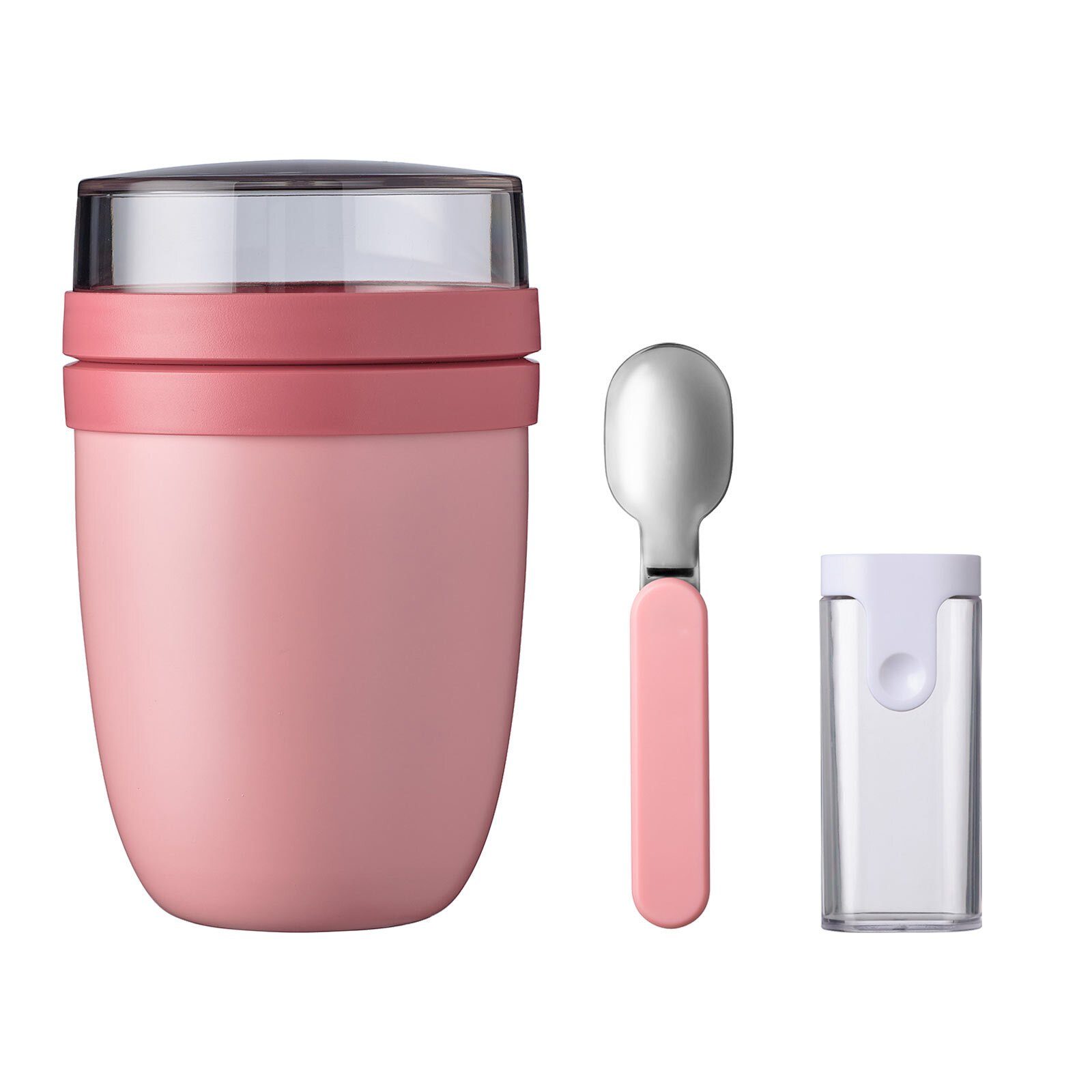 Mepal Lunchbox Ellipse Thermo-Lunchpot + Nordic Pink (3-tlg) Löffel, Material-Mix, Faltbarer