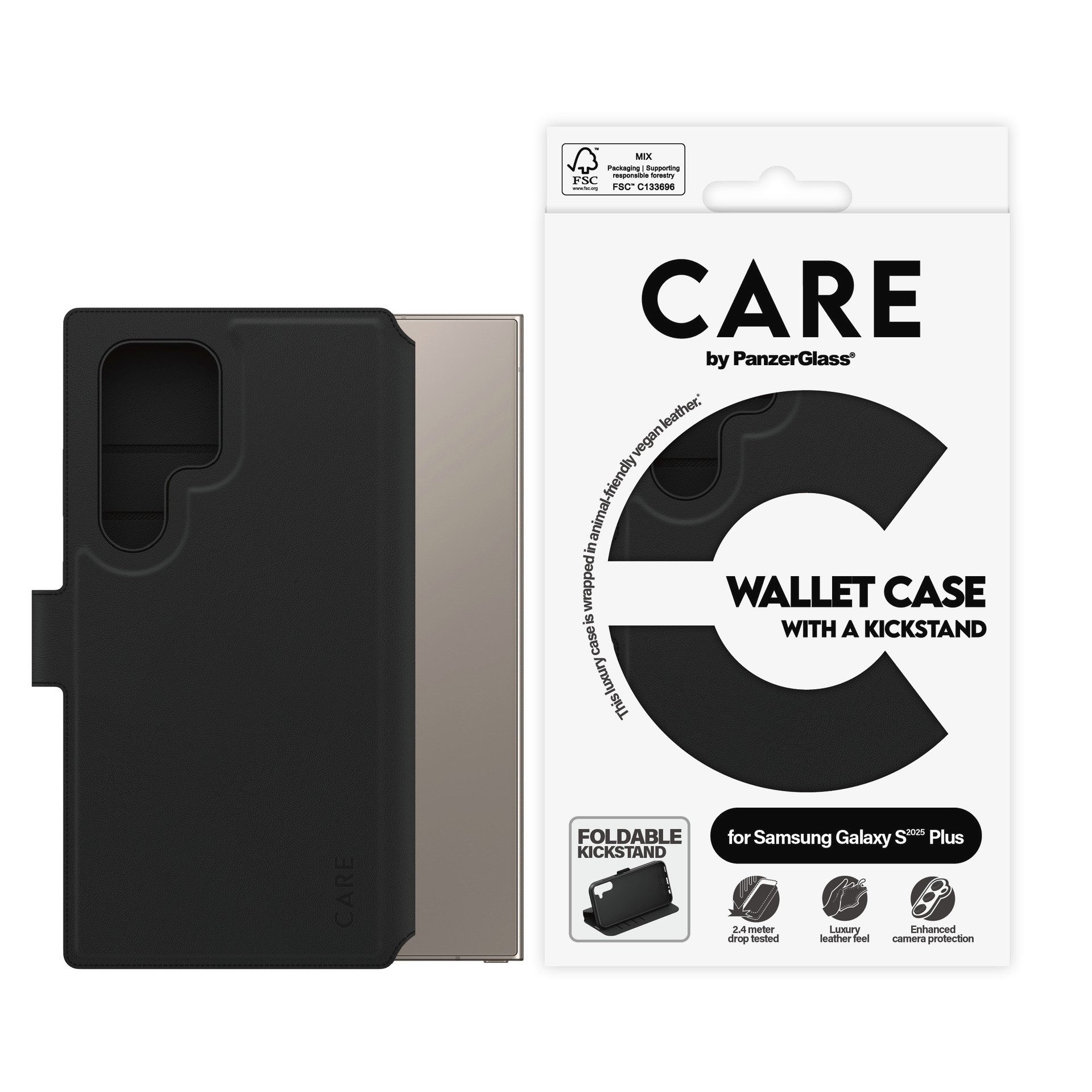 CARE by PanzerGlass Handyhülle Wallet Case with Kickstand für Samsung Galaxy S25 Ultra, Backcover, Schutzhülle, Handyschutzhülle, Case, Schutzcase, stoßfest