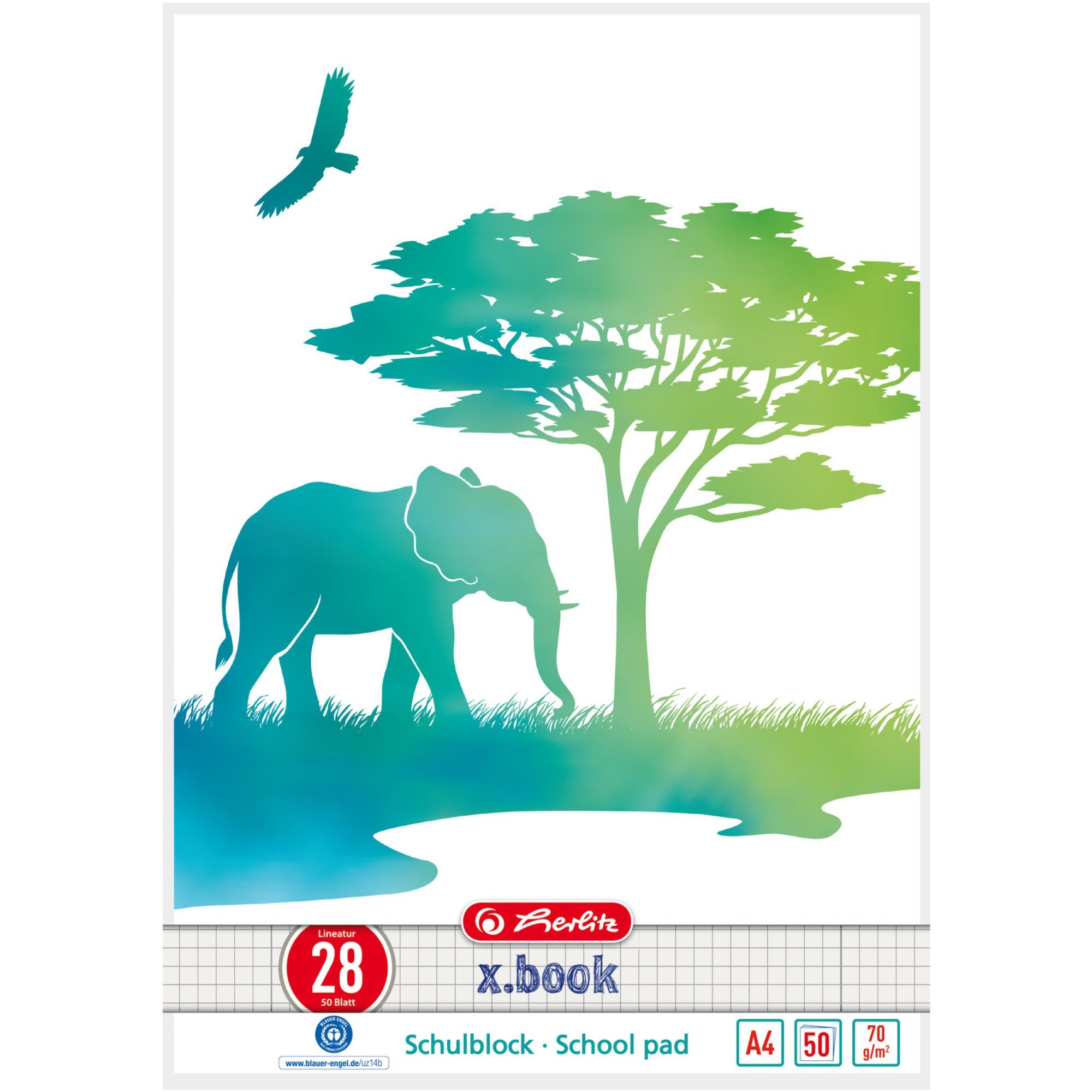 GREENline Schulblock A4 Elefant, Herlitz Herlitz Kopierpapier Drucker- College und