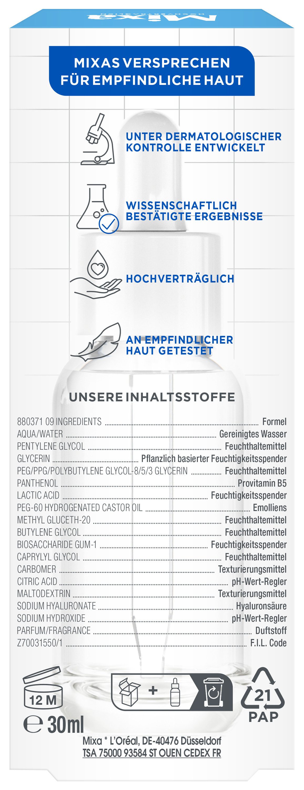 Mixa Gesichtsserum Mixa Anti-Trockenheit Serum, für trockene und empfindliche Haut, feuchtigkeitsspendend