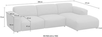 FLEXLUX Ecksofa Lucera Chaislongue + 2,5 Sitzer, modern & anschmiegsam, Kaltschaum, Stahl-Wellenunterfederung