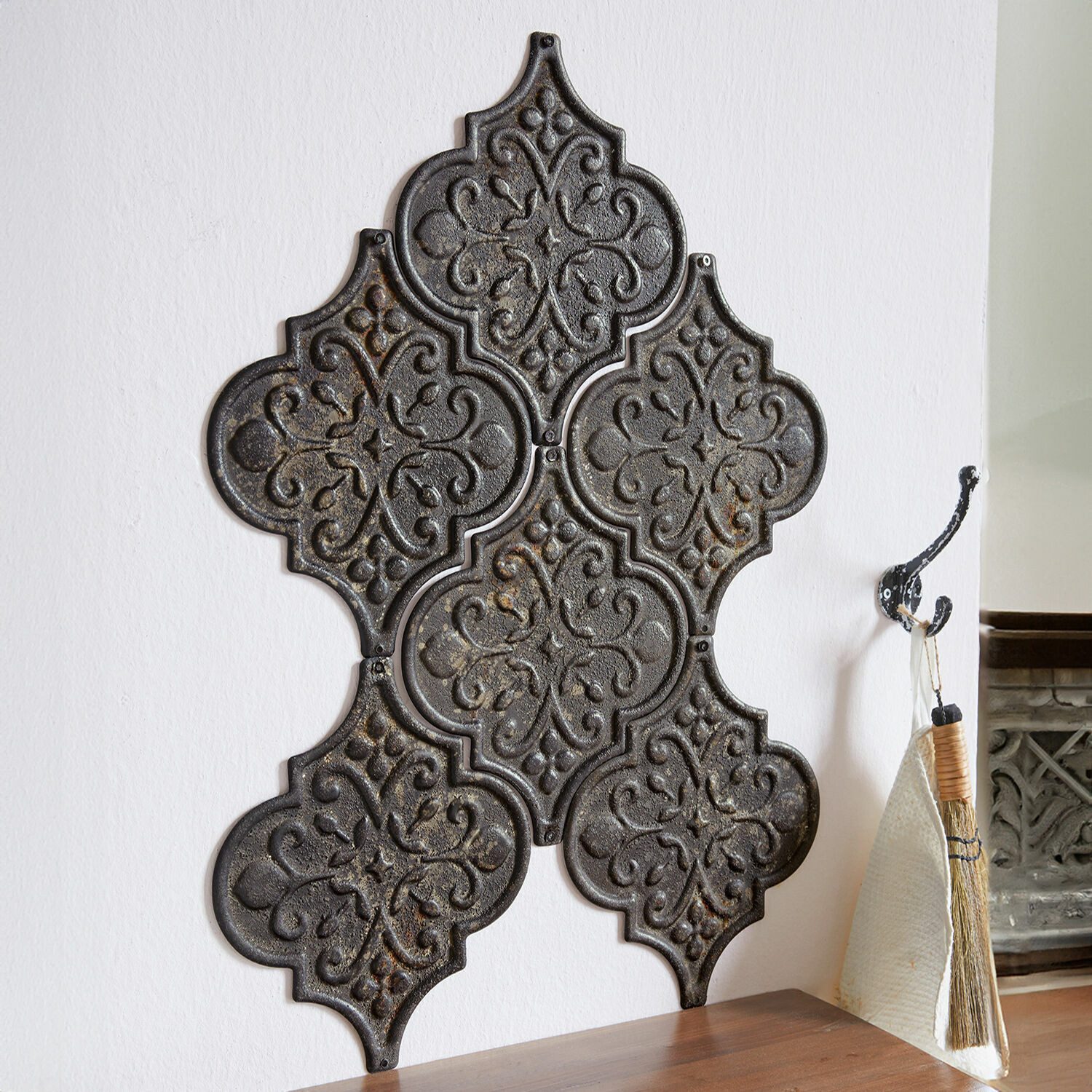 Mirabeau Wanddekoobjekt Wandornament 6er Set Halira antikschwarz
