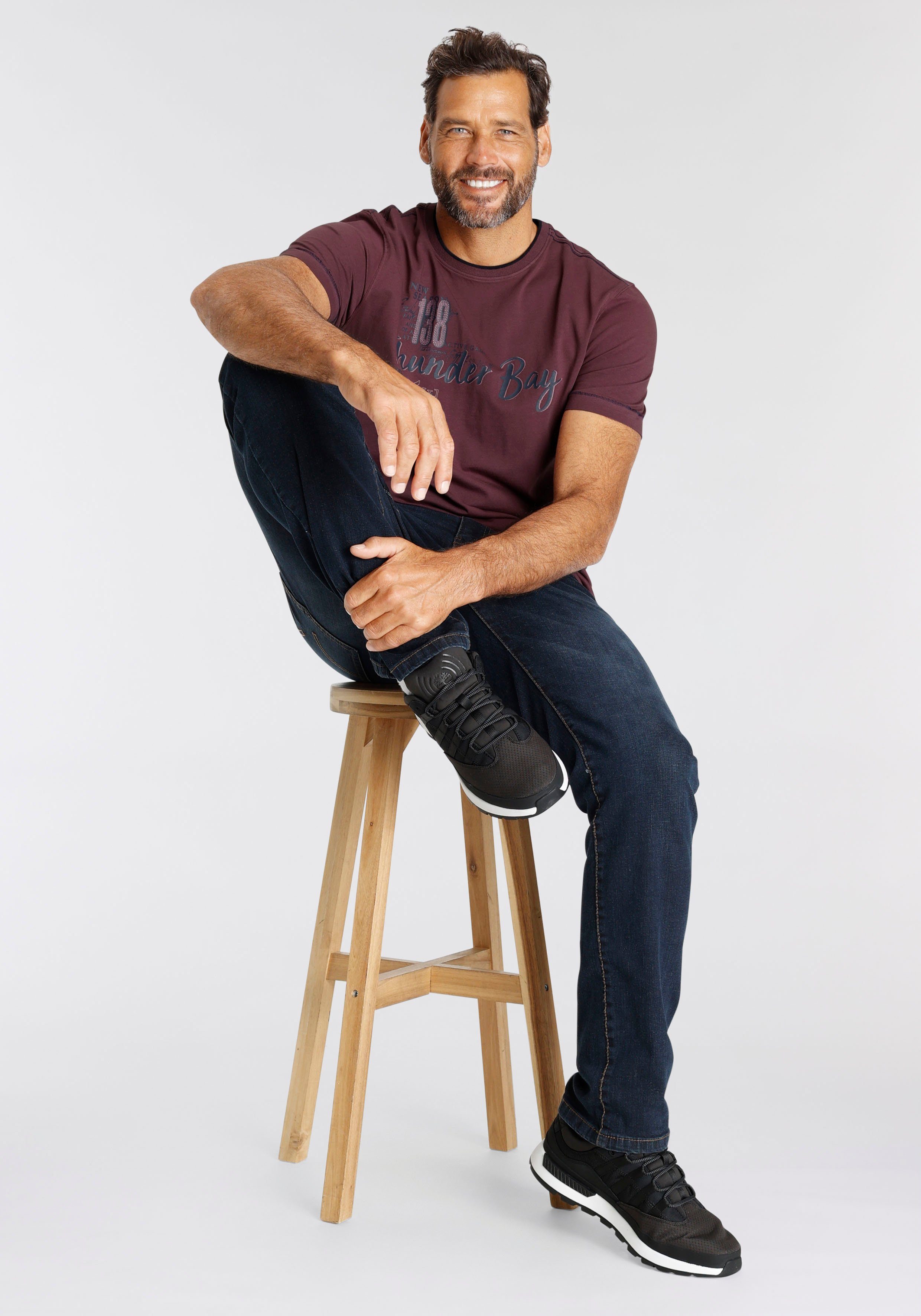 Man's World T-Shirt Kurzarm, lässiger Print, aus Baumwolle