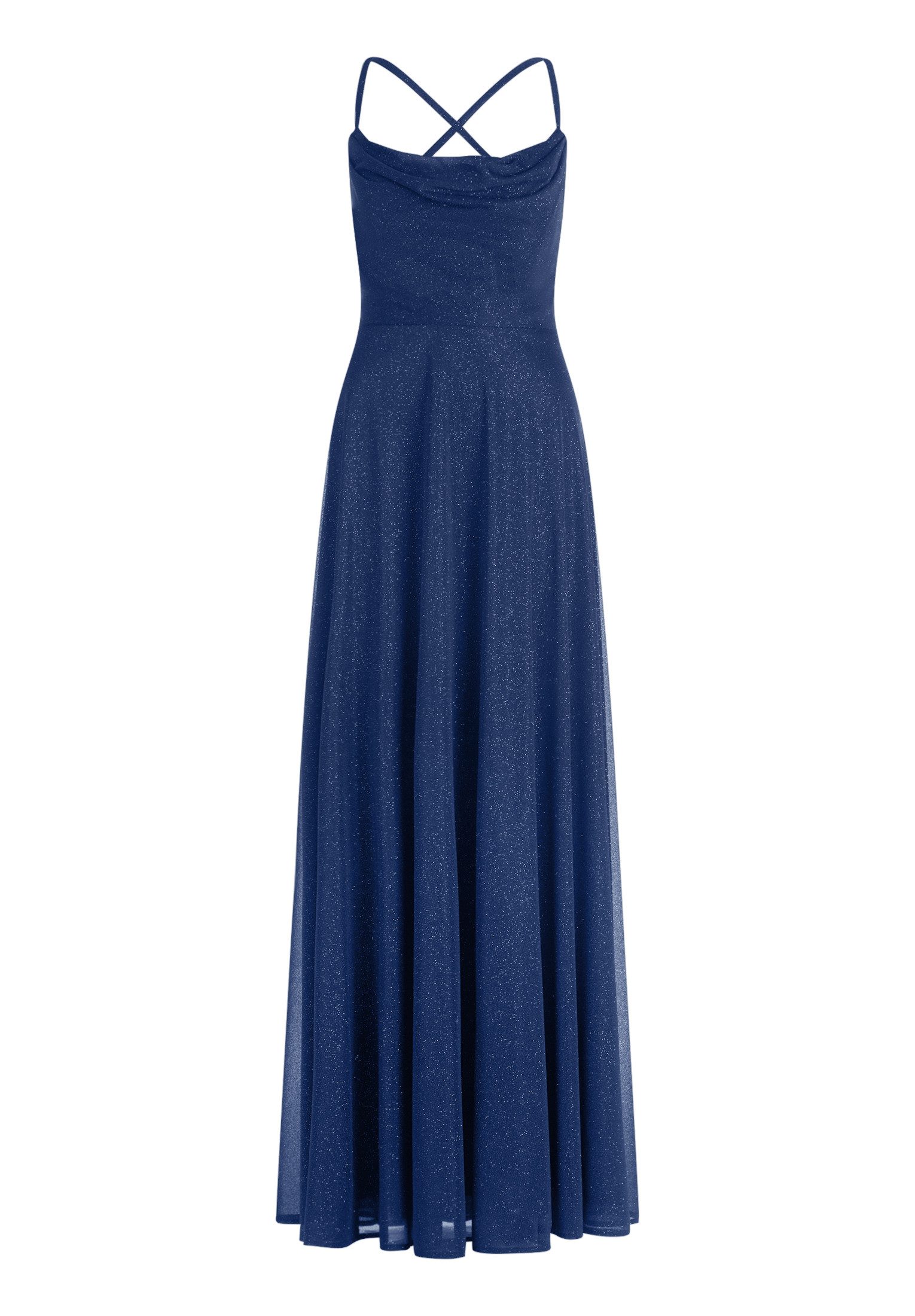 Vera Mont Abendkleid Damen mit Wasserfallausschnitt Glitzer