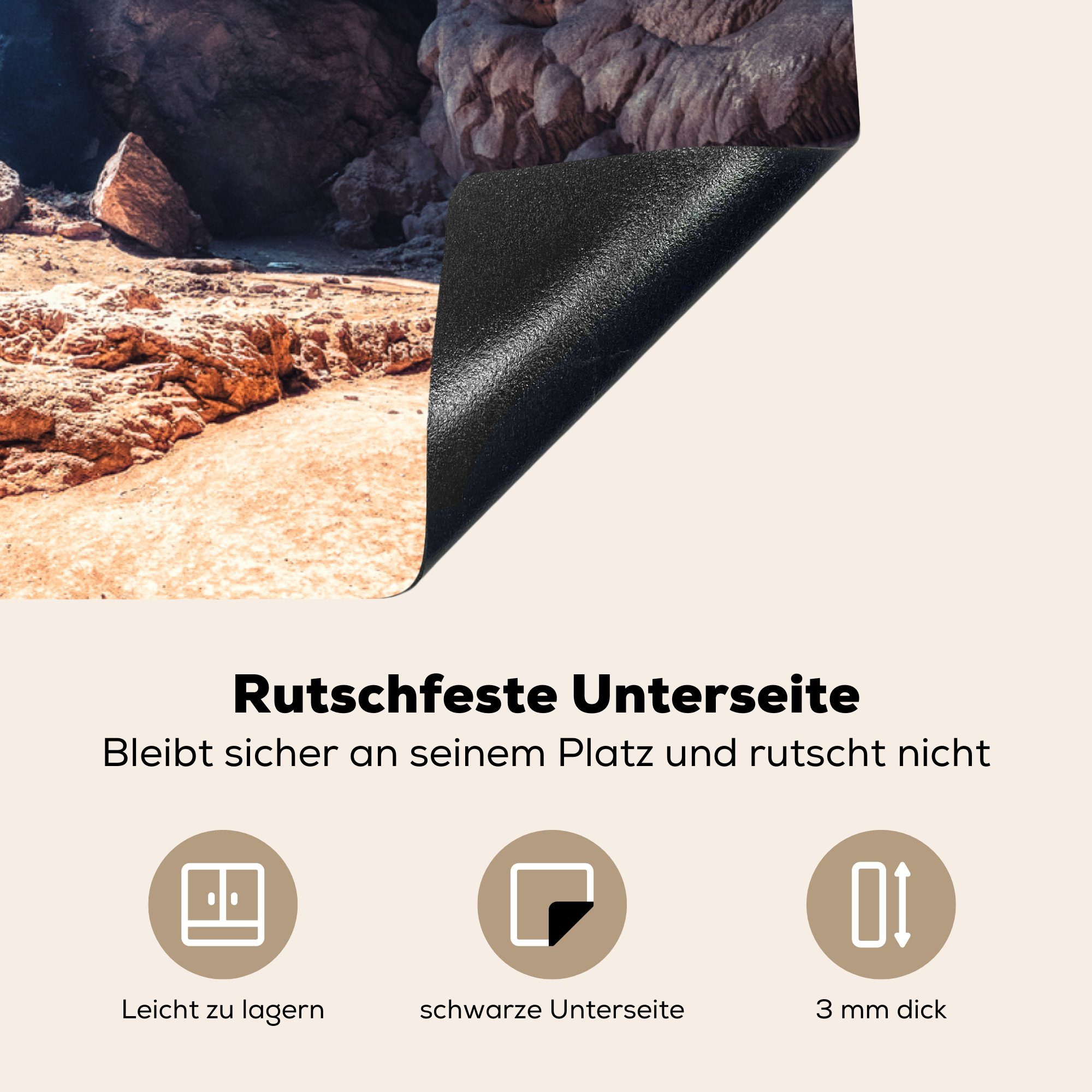 Schutz Beleuchtung, Vinyl, 81x52 die für Induktionskochfeld mit cm, Ceranfeldabdeckung küche, tlg), MuchoWow (1 guter Herdblende-/Abdeckplatte Höhle