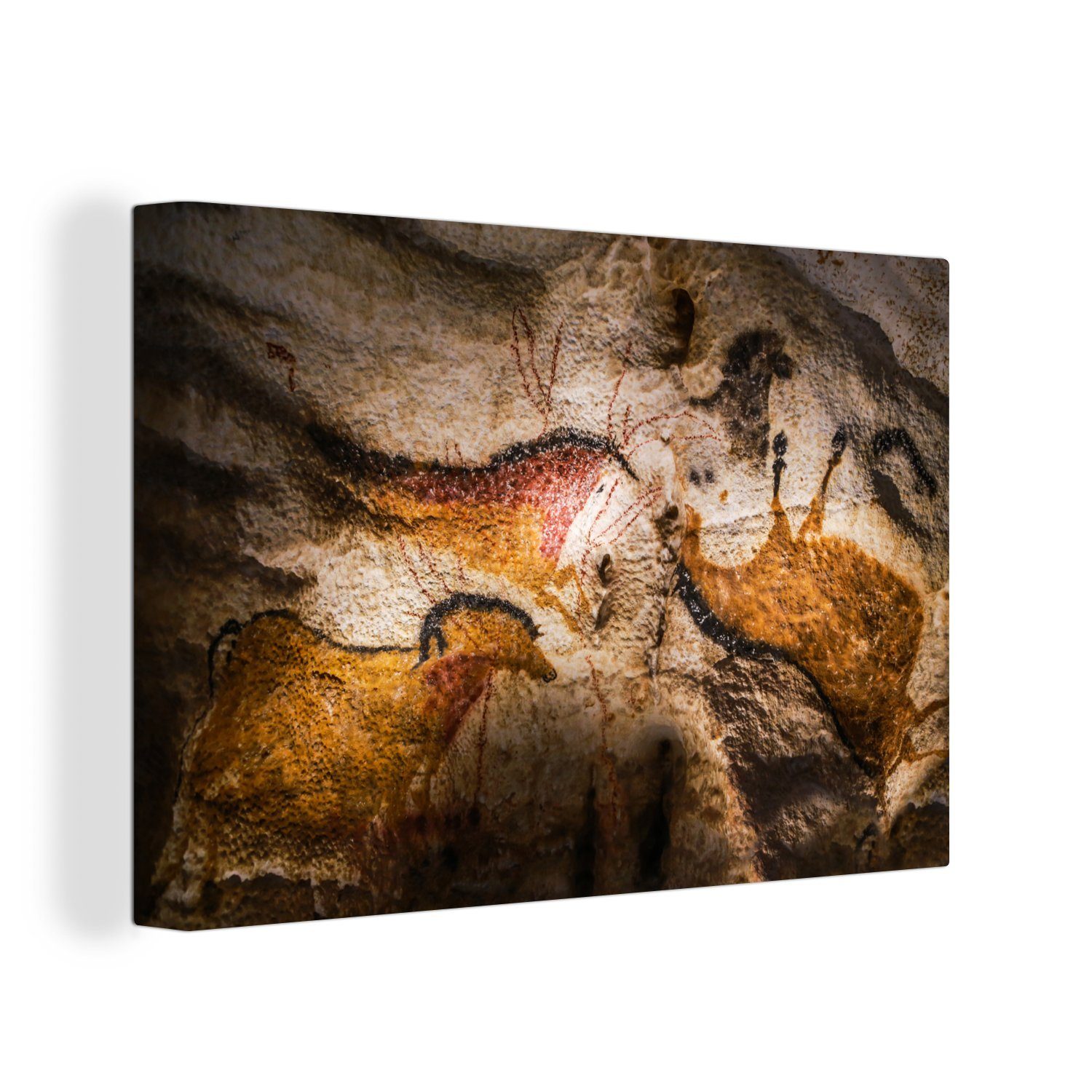 2024 Neuerscheinung OneMillionCanvasses® Leinwandbild Wandgemälde Lascaux Wanddeko, Höhlen Wandbild in St), Leinwandbilder, (1 in von 30x20 cm Aufhängefertig, Frankreich, den