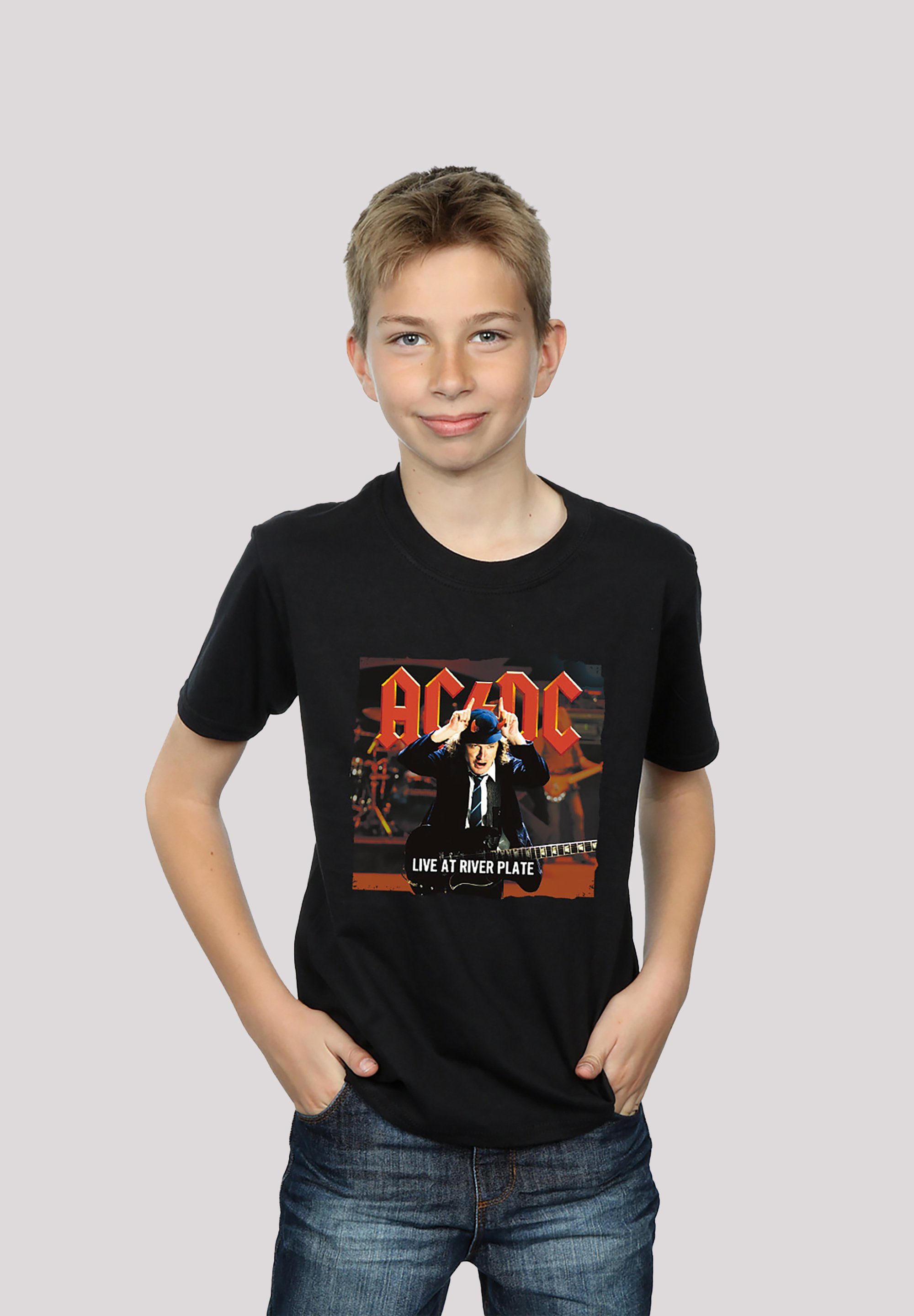 F4NT4STIC T-Shirt ACDC Live At River Plate - Premium Rock Metal Musik Fan Merch Unisex Kinder,Premium Merch,Jungen,Mädchen,Bandshirt schwarz