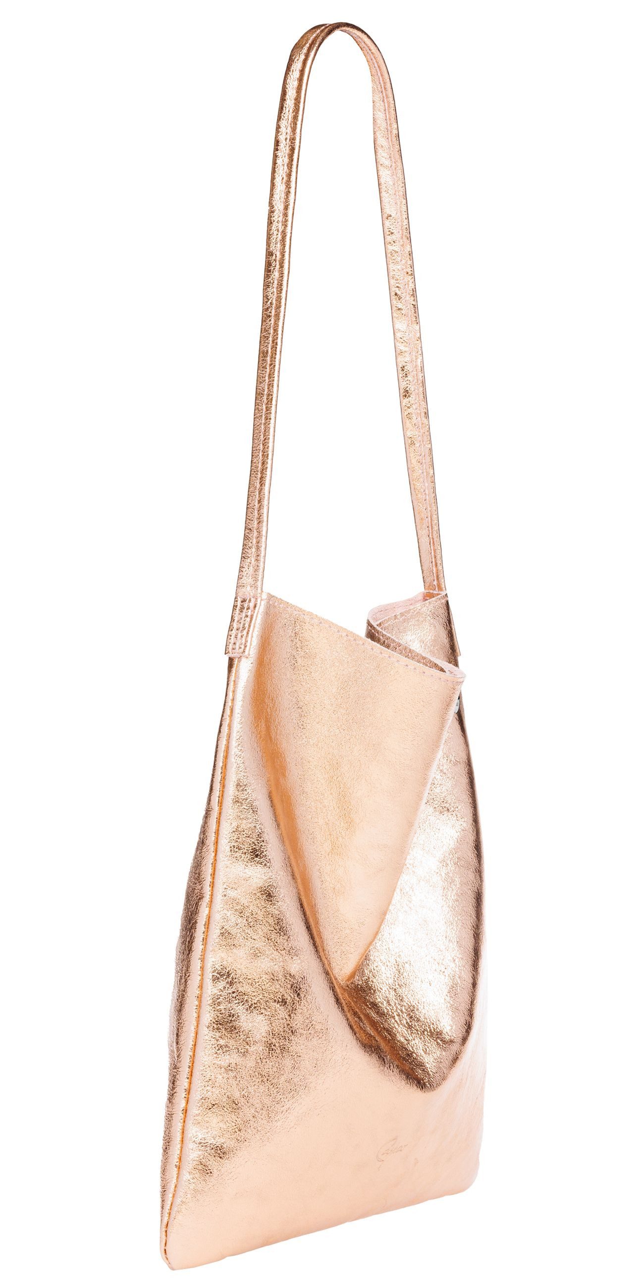Caspar Schultertasche Mittelgroßer Leder Shopper Damen Tasche - CLASSIC LINE - Modell No.822, Casual, leicht & unempfindlich - 100% Echtleder - Handmade in Italy