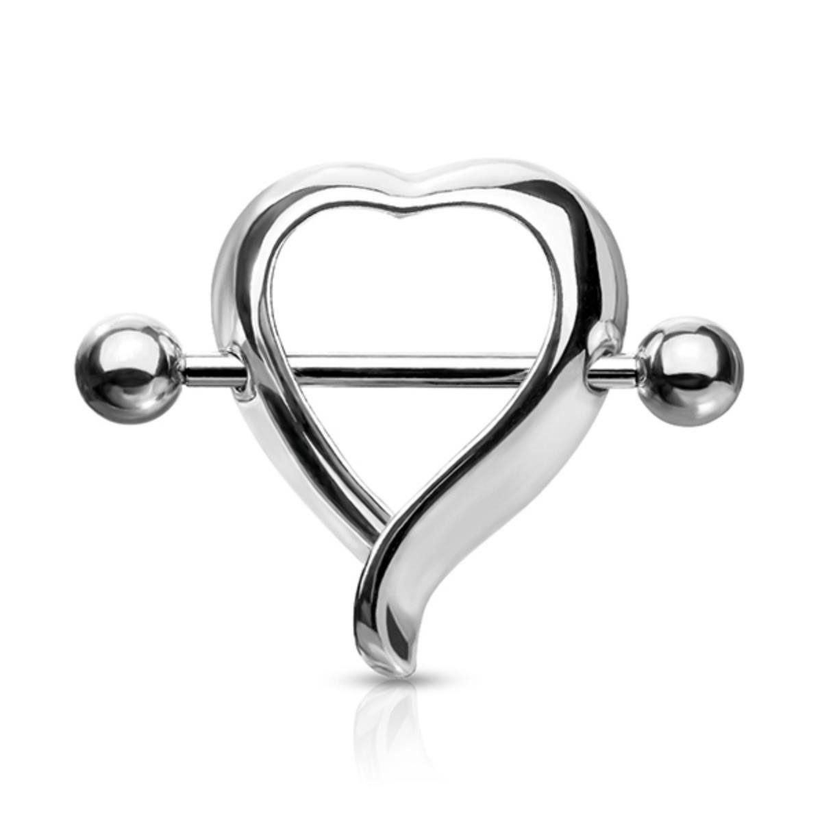 Order & Smile Schmuck Brustwarzenpiercing Brustwarzenpiercing „Herz“: Nippelpiercing Schild 316L
