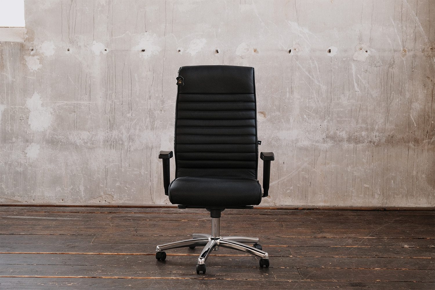 KAWOLA Schreibtischstuhl ALEXIS, Bürostuhl drehbar Leder schwarz