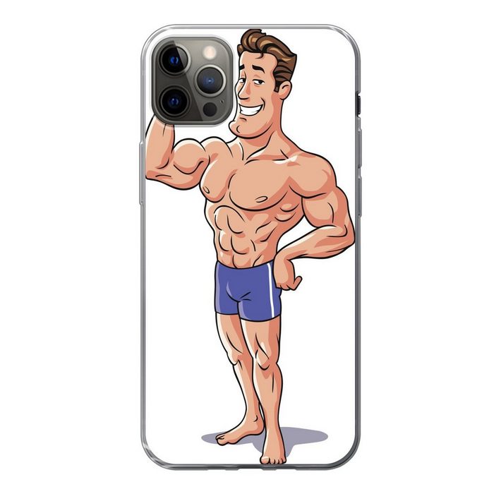 MuchoWow Handyhülle Eine Illustration eines Bodybuilders der seinen Körper zeigt Handyhülle Apple iPhone 13 Pro Max Smartphone-Bumper Print Handy