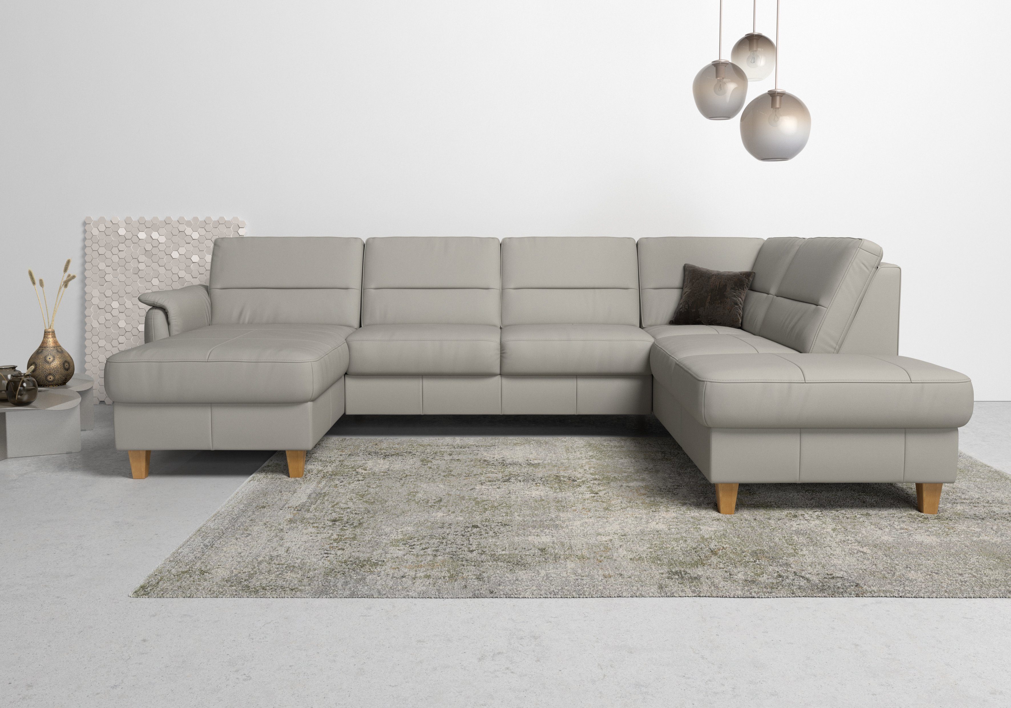 Home affaire Wohnlandschaft Palmera U-Form, B: 308 cm, optional Bettfunktion & Bettkasten, Federkern