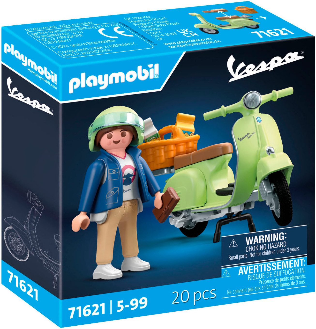 Playmobil® 1969 Vespa 150 Sprint Veloce, Hellgrün (71621), Vespa Konstruktions-Spielset, (20 St), Made in Europe