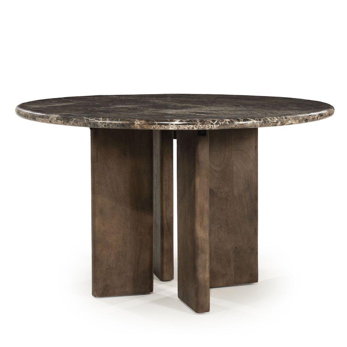 LEVEN Lifestyle Esstisch LERIDA 127 cm rund – Marmor & Mangoholz im Hotel-Chic Stil (Einzeltisch, kein Set), Luxuriöse Kombination aus Marmor und Mangoholz