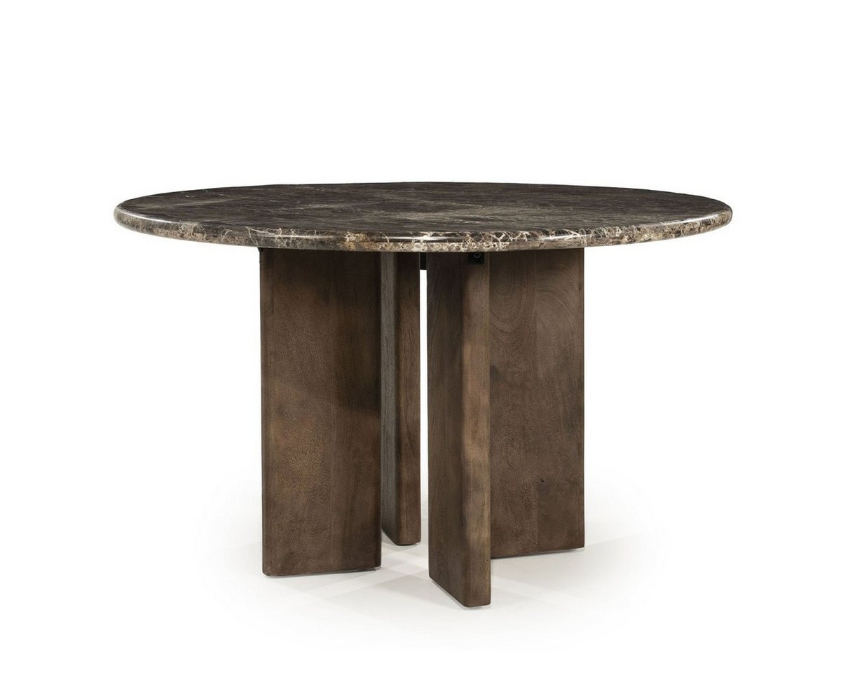 LEVEN Lifestyle Esstisch LERIDA 127 cm rund – Marmor & Mangoholz im Hotel-Chic Stil (Einzeltisch, kein Set), Luxuriöse Kombination aus Marmor und Mangoholz