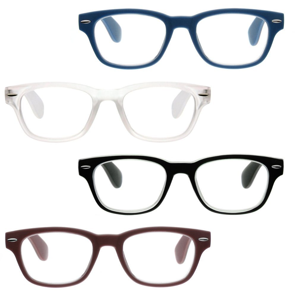 UrbanSky Lesebrille "AL", 4er-Set - Trapezform, Kunststoff, Federscharniere günstig online kaufen