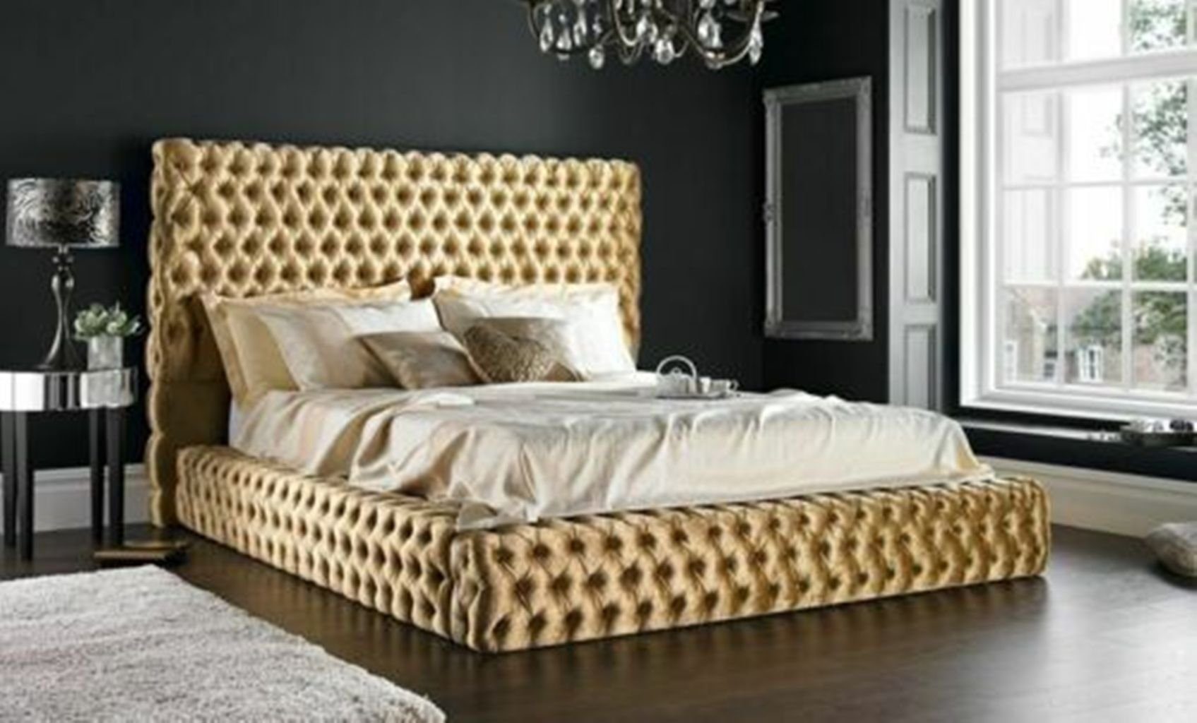 JVmoebel Bett, Design Polster Doppelbett Betten Chesterfield Luxus Klassiker Bett | Bettgestelle