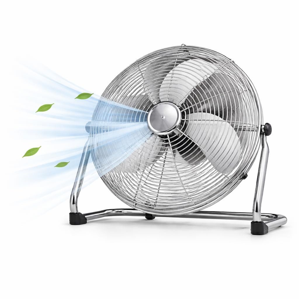Everhomely® Bodenventilator Ventilator extra leise aus Metall – Design Windmaschine mit 3 Stufen