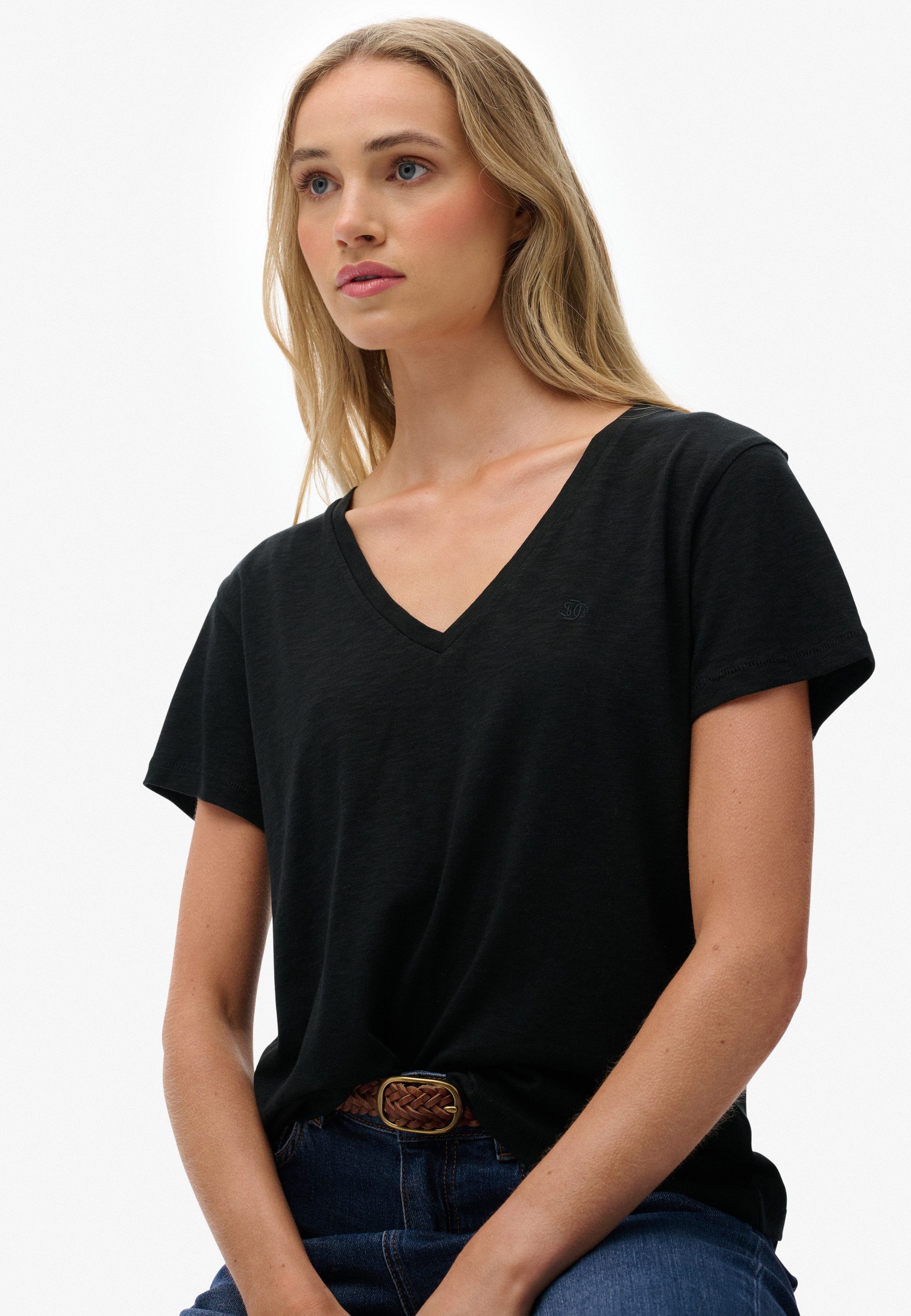 Superdry T-Shirt STUDIOS SLUB EMB VEE TEE günstig online kaufen