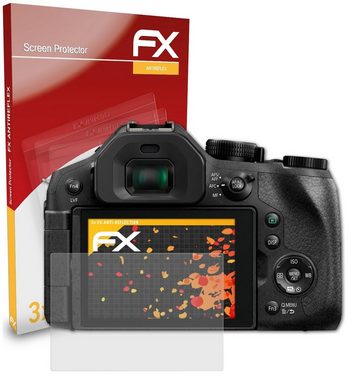 atFoliX Schutzfolie für Panasonic Lumix DMC-FZ300, (3 Folien), Entspiegelnd und stoßdämpfend