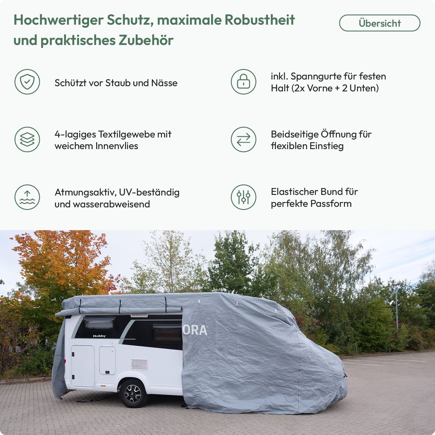 MOVAN Wohnmobilschutzhülle Wohnmobil Schutzhaube Schutzhülle Campingmobil, Abdeckung Schutzhaube