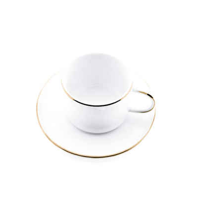 Almina Tasse edler Kaffeetassen Set 12 Teilig - 200ml Tasse in weiß Verzierung