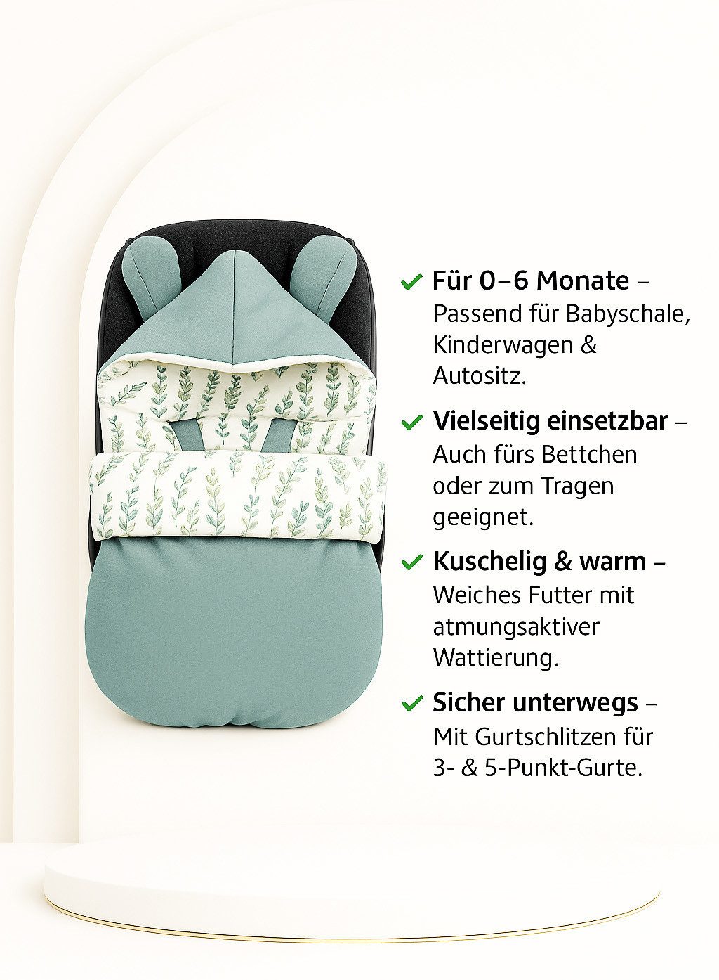 BABEES Fußsack Fußsack BABYFUßSACK für Babyschale Frühling Übergang warm mit Füllung, Einschlagdecke Fußsack Universal Baby GANZJÄHRIG – Bild 5 von 5