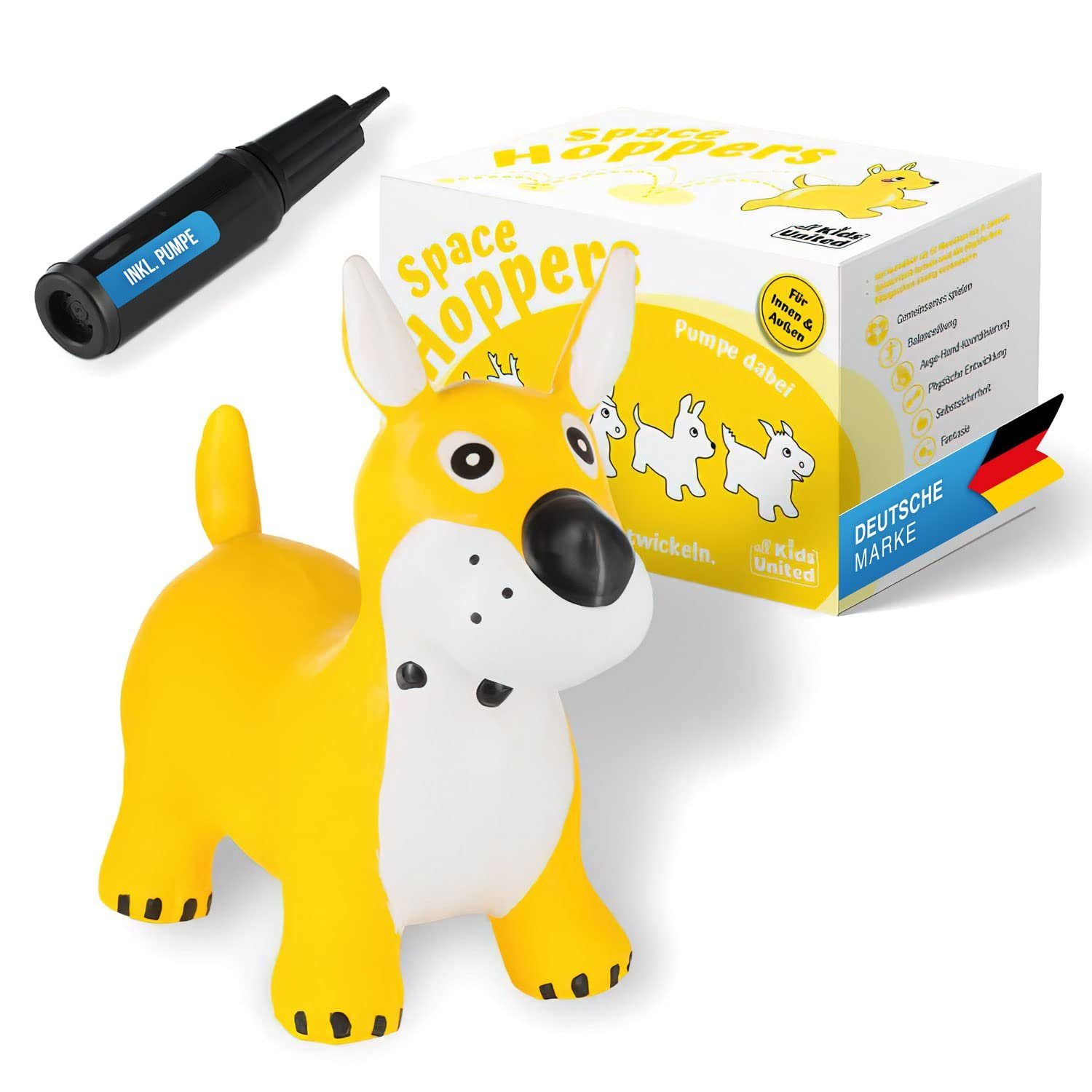 all Kids United Hüpftier Hüpftier Drache – Hüpfpferd & Springtier für Kinder von 2–5 Jahren, (Sprungtier + Pumpe), Kinder Hüpfpferd