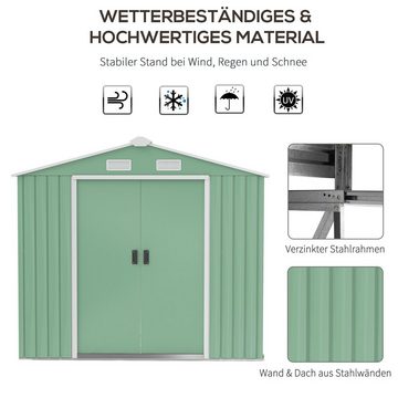 Outsunny Gerätehaus mit Schiebetüren, Bodenrahmen, BxT: 213x130 cm, (Set, 1 St., 1 x Geräteschuppen), mit Fundament