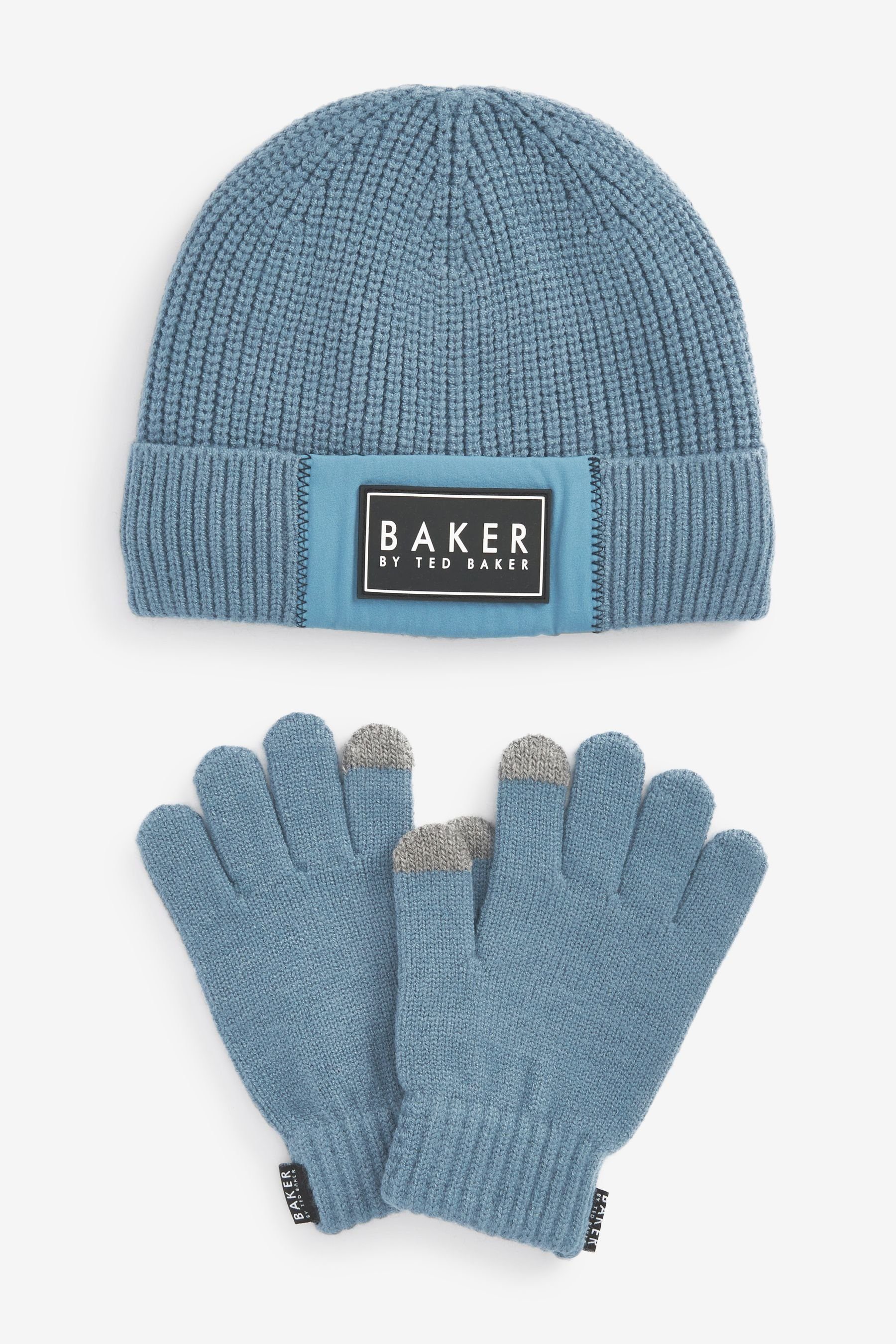 by Ted (2-St) Baker Handschuhen aus Set Blue Beanie Mütze Ted Baker und Baker by Baker
