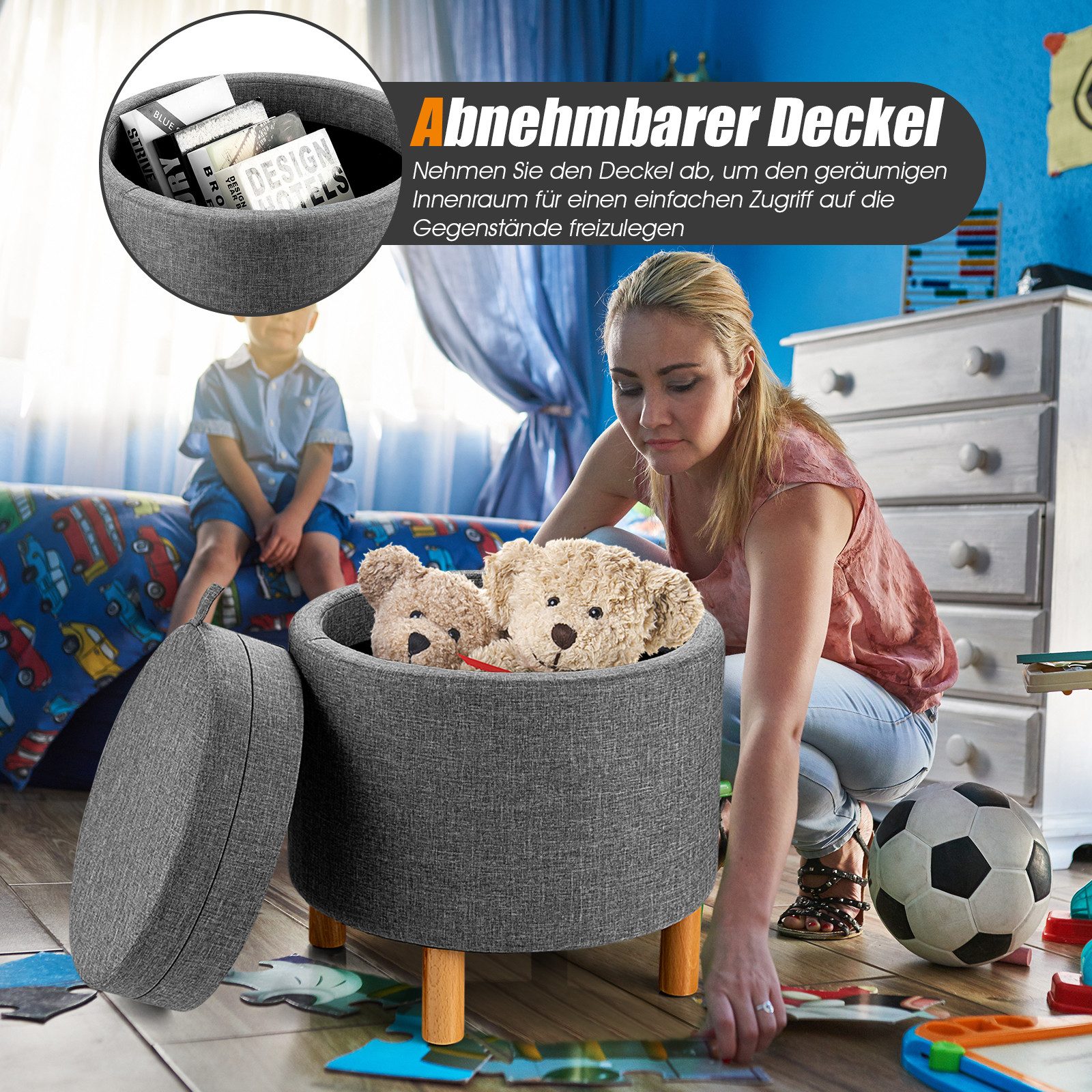 KOMFOTTEU Sitzhocker, runde Fußstütze Sitzsack mit günstig online kaufen