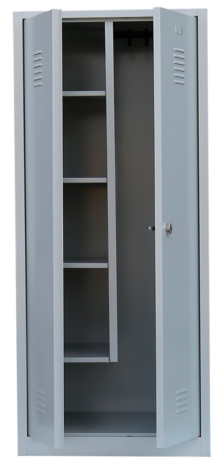 Steelboxx Mehrzweckschrank Kleider Wäsche Geräteschrank - 2 Abteile, Putzmittelschrank (1-St) Komplett verschweißt und montiert - keine Montage erforderlich