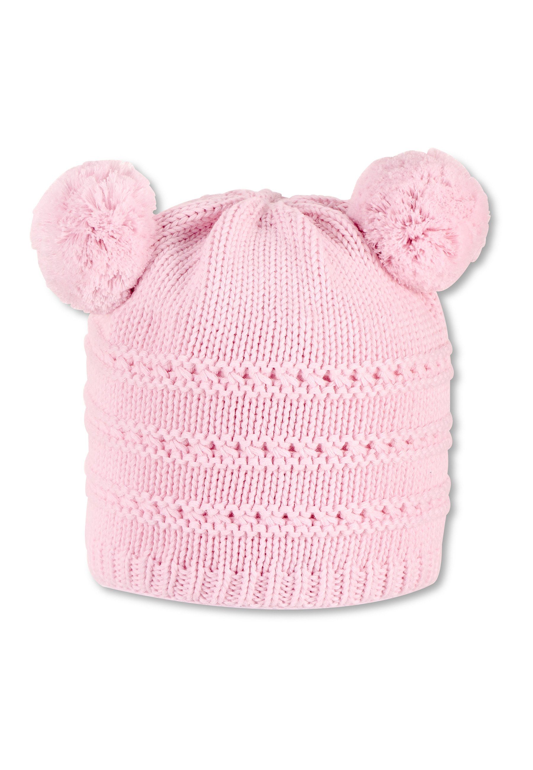 STERNTALER® Strickmütze Strickmütze (1-St) Kinder Strickmütze - Baby Mütze in Häkeloptik und zwei Pompons - Baby Strickhut Gefütterte für Kinder mit Pompons, gefüttert mit Fleece - Wintermütze Baby mehr