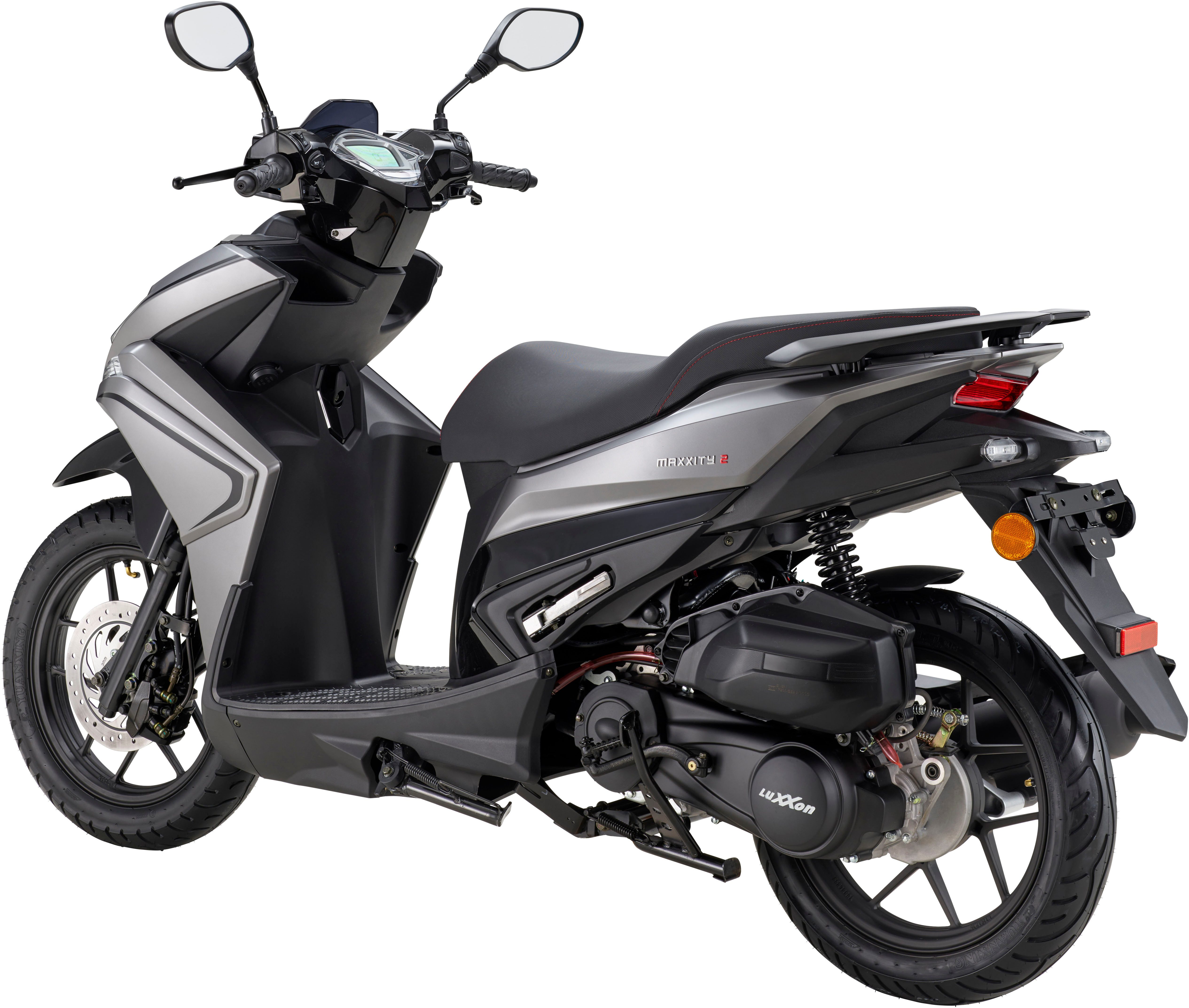 Luxxon Motorroller MaXXity 2 125, E5+, grau, 125 ccm, 85 km/h, Euro 5+, USB zum Laden externer Geräte (5V)