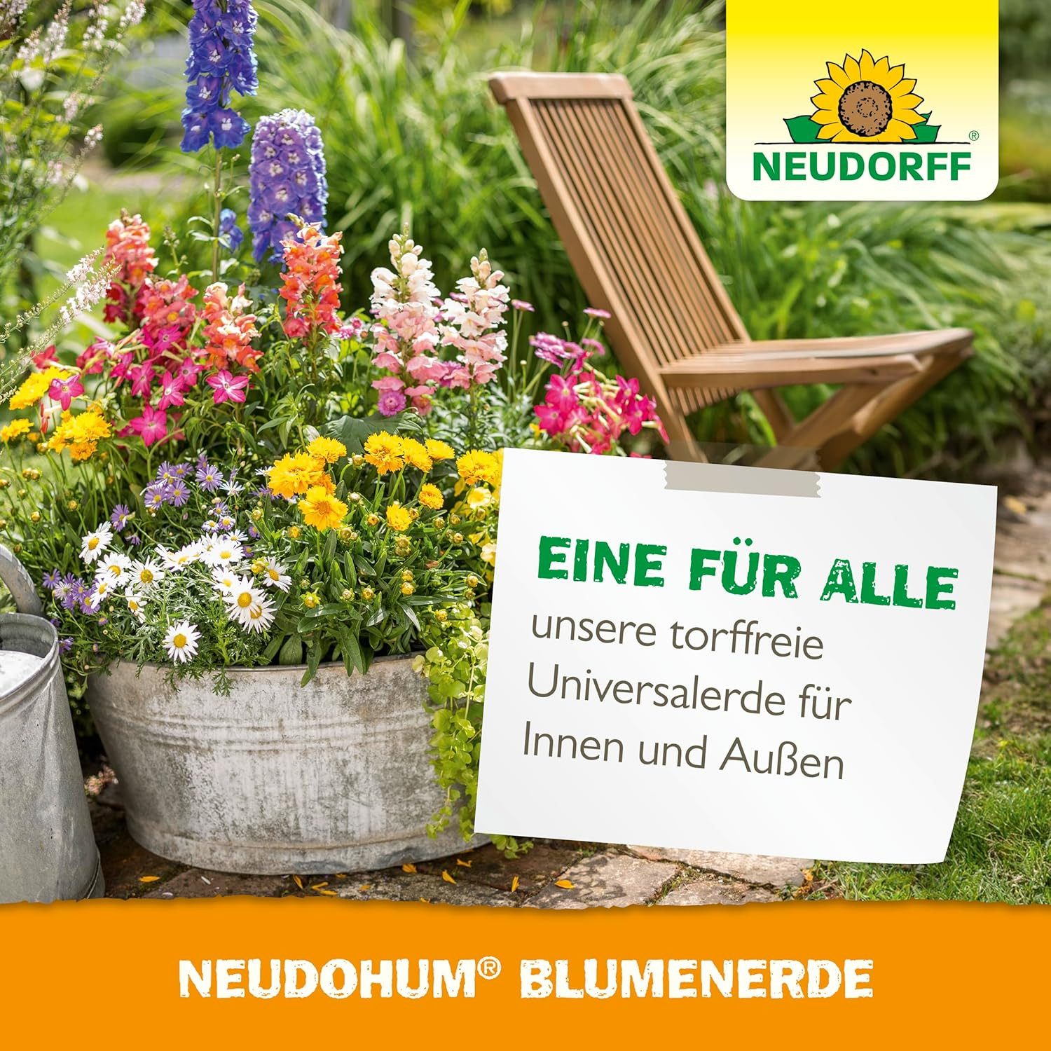 Neudorff Blumenerde NeudoHum BlumenErde 40 Liter, mit Organische Grunddüngung, (Einzelartikel, Speichert Wasser und Nährstoffe, optimiert Wasser- & Lufthaushalt), Speichert Wasser und Nährstoffe, optimiert Wasser- & Lufthaushalt