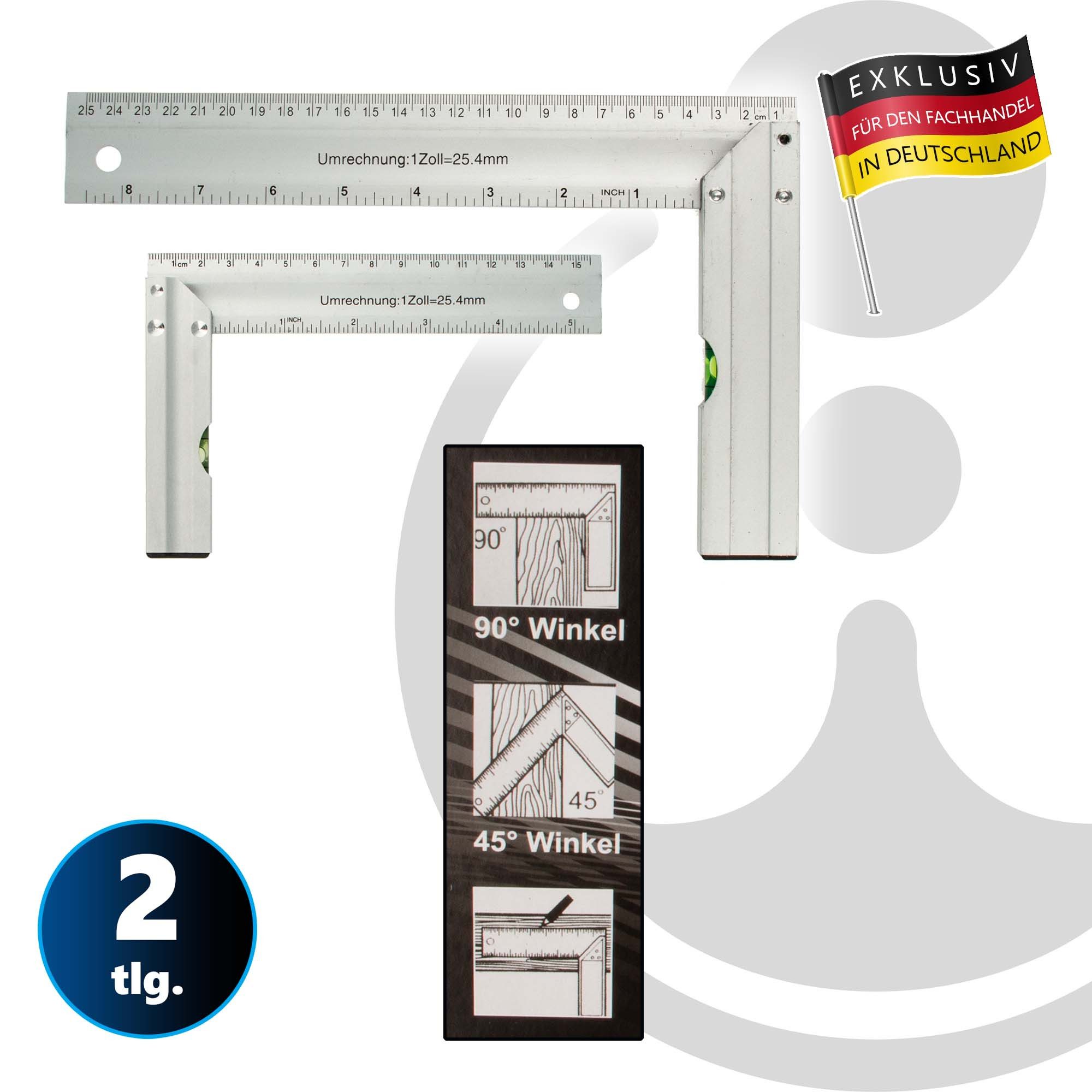 EUROTOOLS Anschlagwinkel Anschlagwinkel-Set 150 mm & 250 mm, 2-teilig, Aluminium