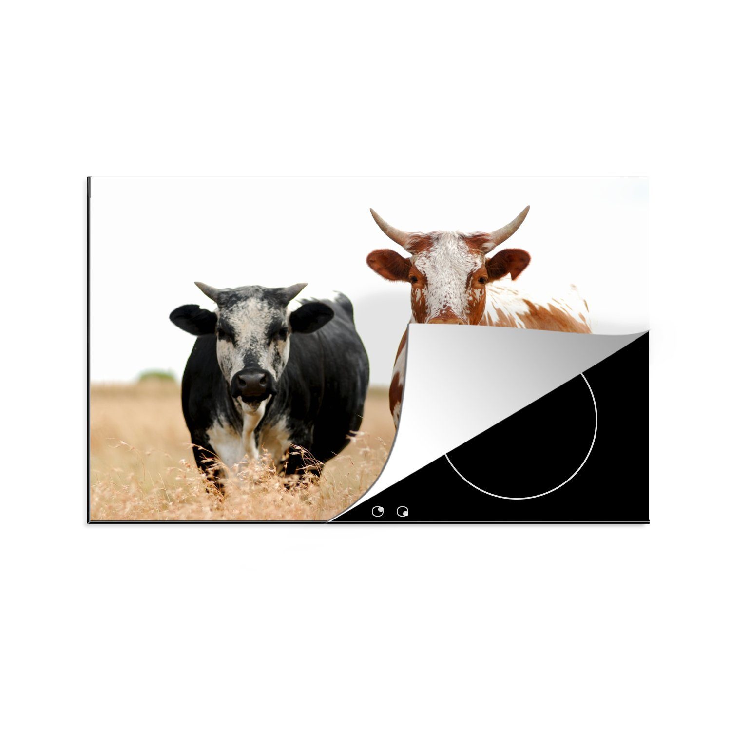 MuchoWow Herdblende-/Abdeckplatte Kühe - Afrikanisch - Natur, Vinyl, (1 tlg), 81x52 cm, Induktionskochfeld Schutz für die küche, Ceranfeldabdeckung