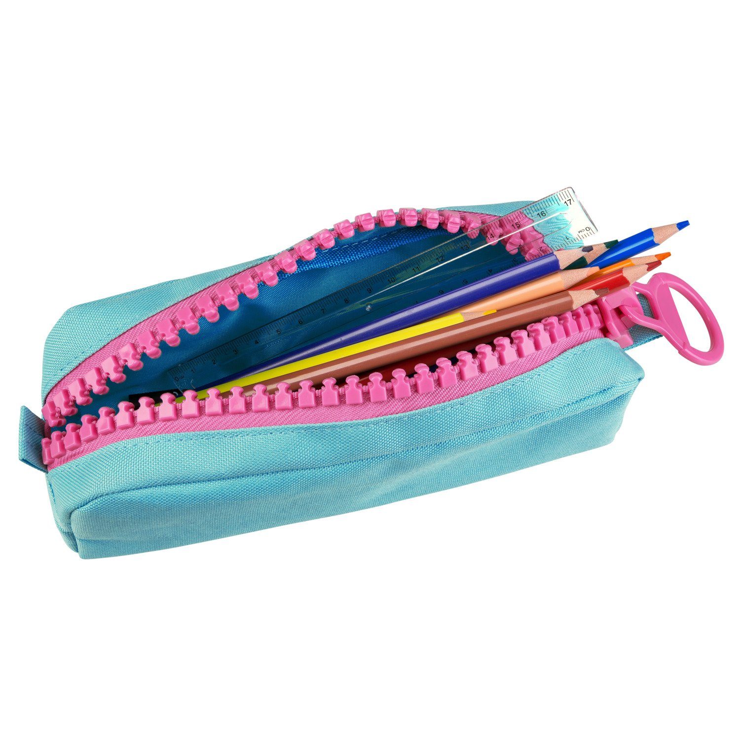 Idena Federtasche Idena 20100 - Faulenzer mit Riesenzipper, türkis – Bild 3 von 3