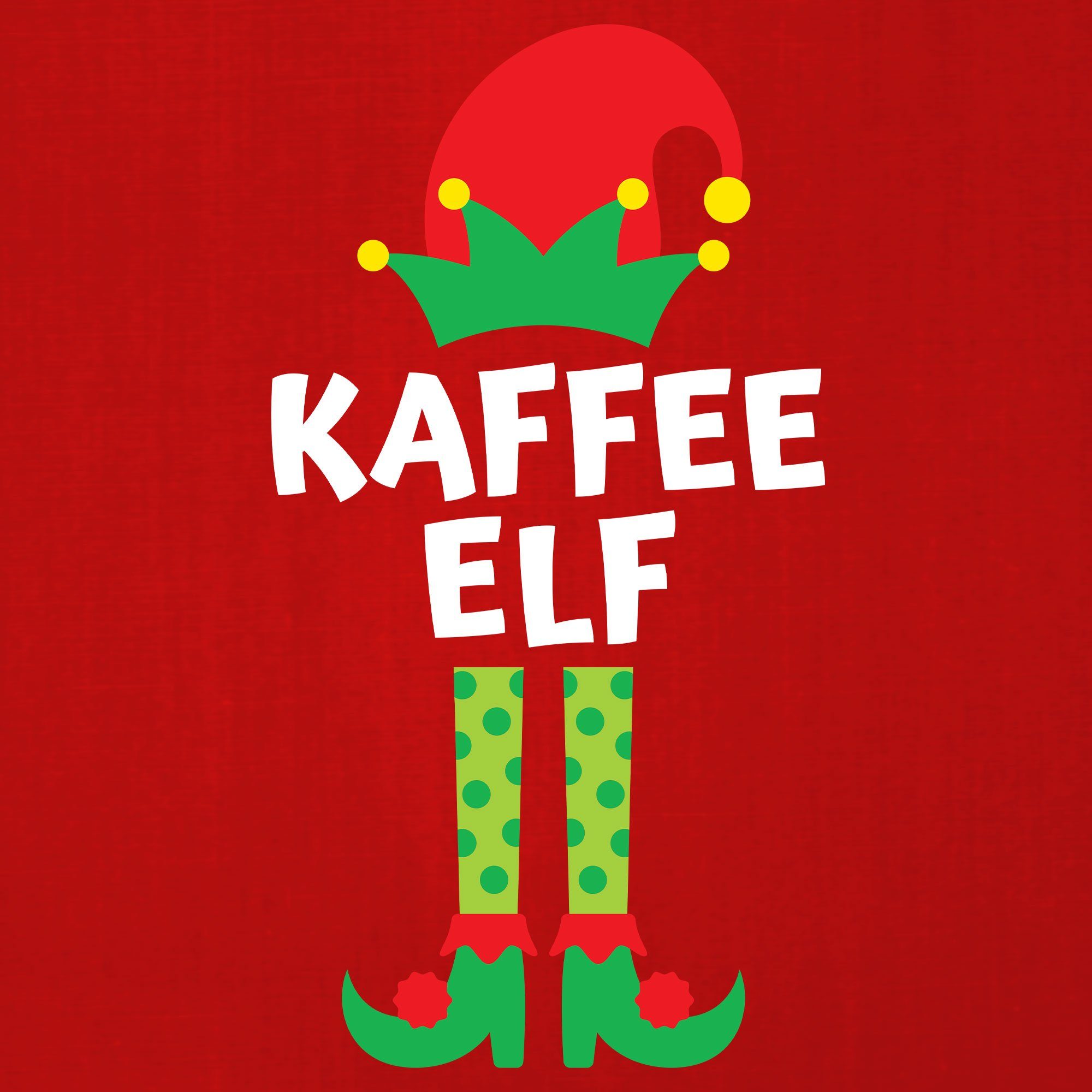 Kaffee Weihnachten Christmas (1-tlg) - Herren Kurzarmshirt X-mas Elf Rot T-Shirt Quattro Formatee