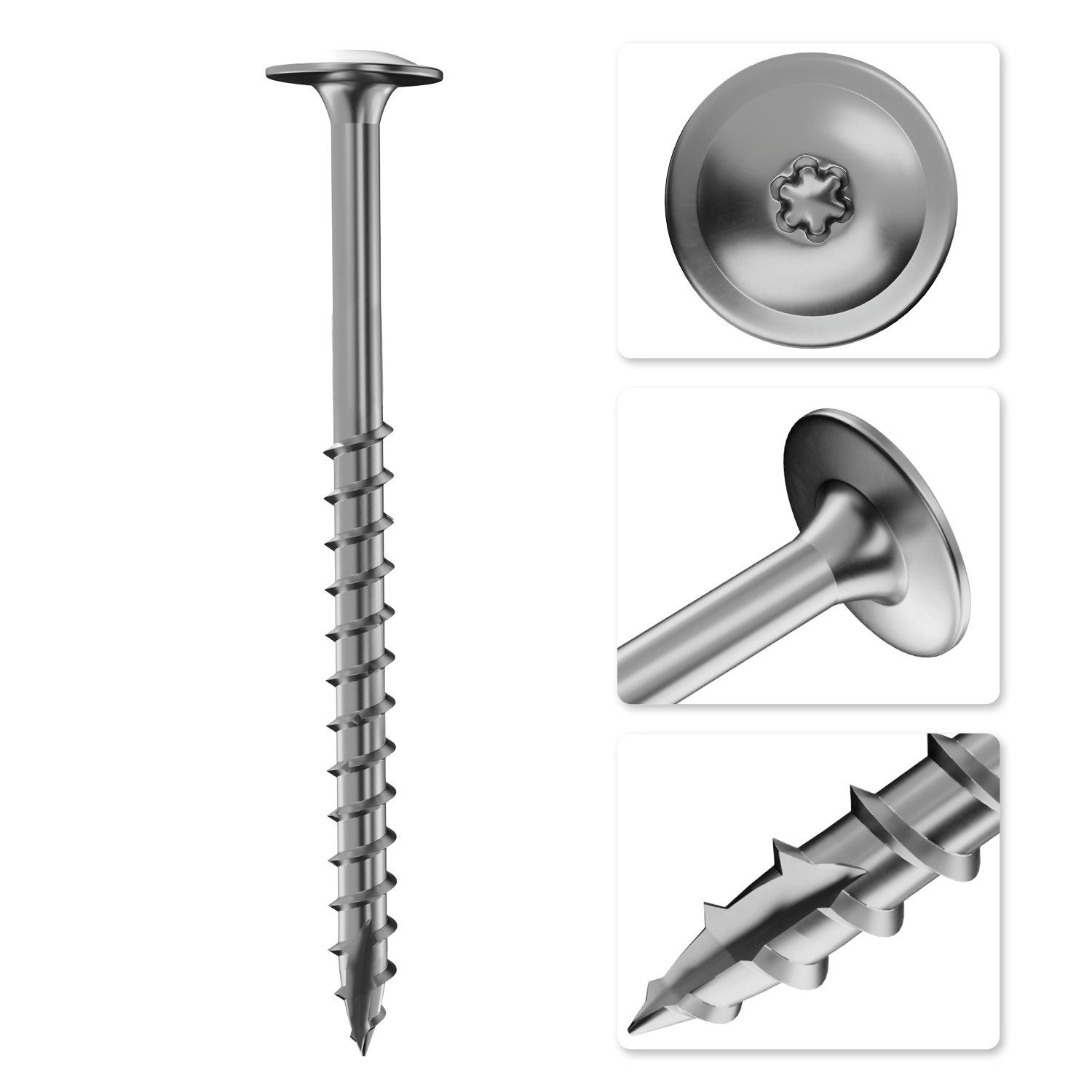 PARCO Schraube Tellerkopfschraube Holzbauschraube Edelstahl A2 - 8x120mm & weitere, (100 St., Ideal für Gartenhaus, Terrasse, Carportи больше, ohne Unterlegscheiben), langlebig, korrosions- & witterungsbeständig