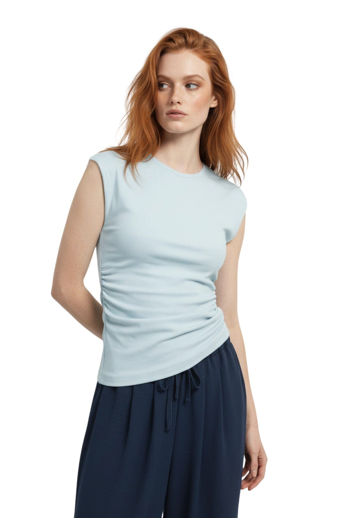 Blusentop Kurzarm-T-Shirt mit V-Ausschnitt