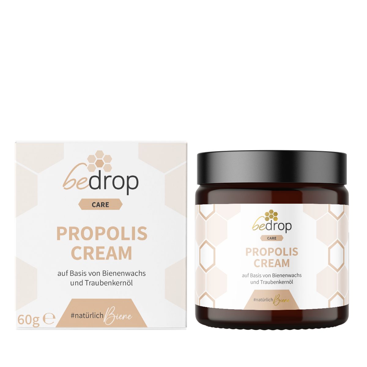 bedrop Körpercreme hochdosierte Propolis Creme mit Bienenwachs & Traubenkernöl, Stark dosiert und ergiebig für die natürliche Hautpflege