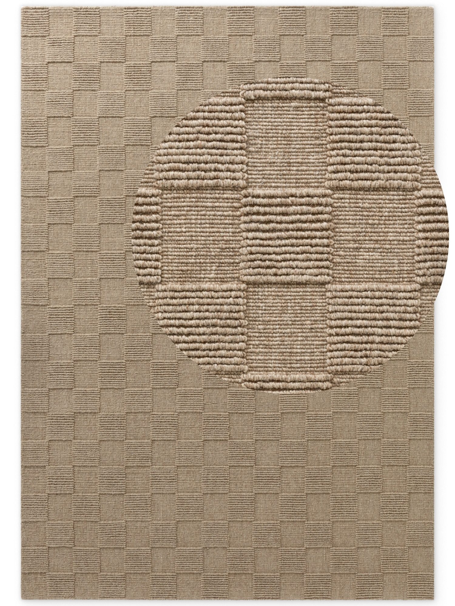 Villeroy & Boch Wollteppich Scala, rechteckig, Höhe: 10 mm, Handgewebt, Wolle, Kariert, Natur, 3D-Struktur, Karo, Wohnzimmer