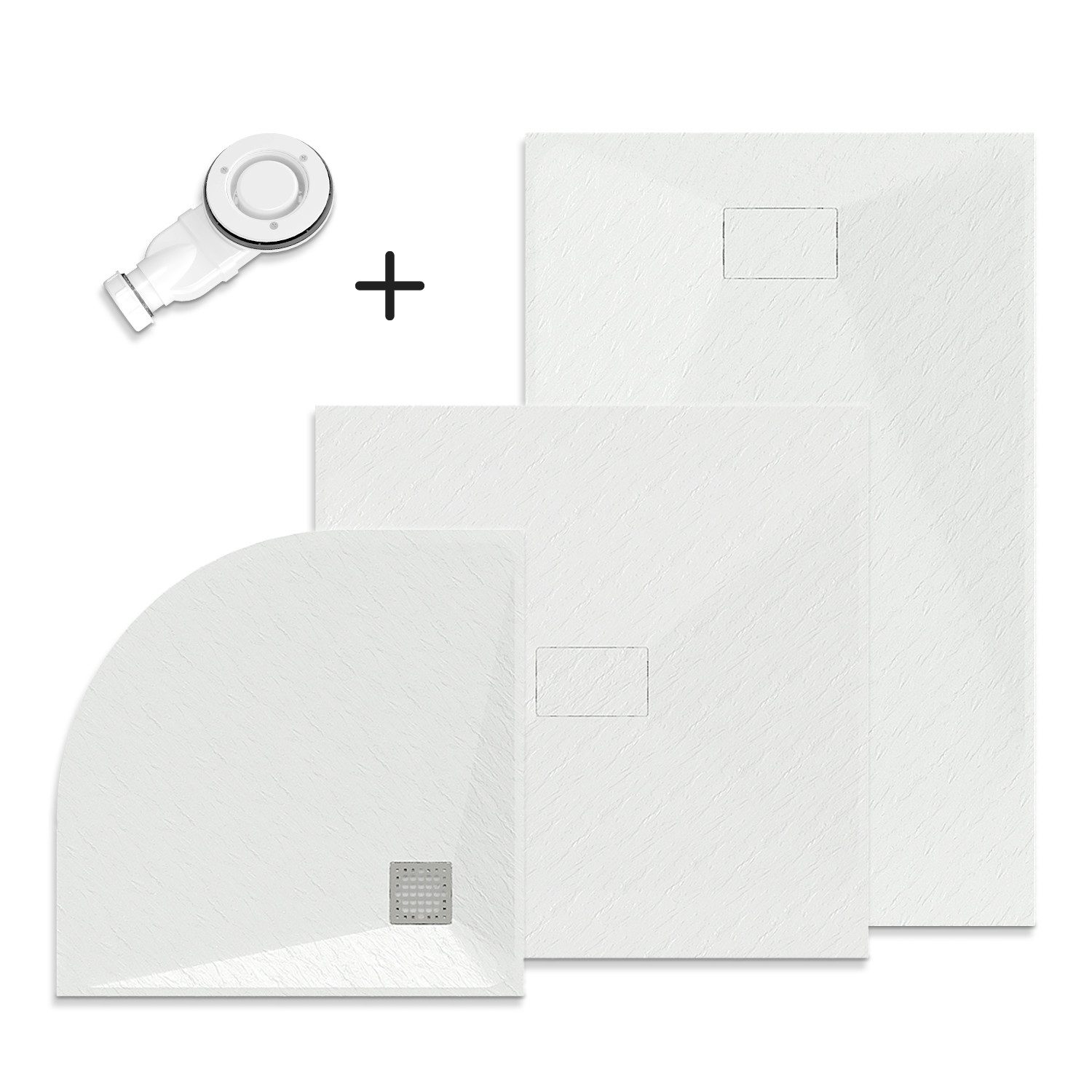 AQUABATOS Duschwanne Duschtasse 90x90 80x80 120x90 120x80 120x100 140x90 Eckduschwanne, quadratisch, SMC Eck Duschwanne 100x70 100x80 140x80 140x100 rutschfest, Zuschneidbar,weiß/schwarz,Steinoptik,superflach, mit Ablaufgarnitur, Rundduschwanne Eckduschwanne