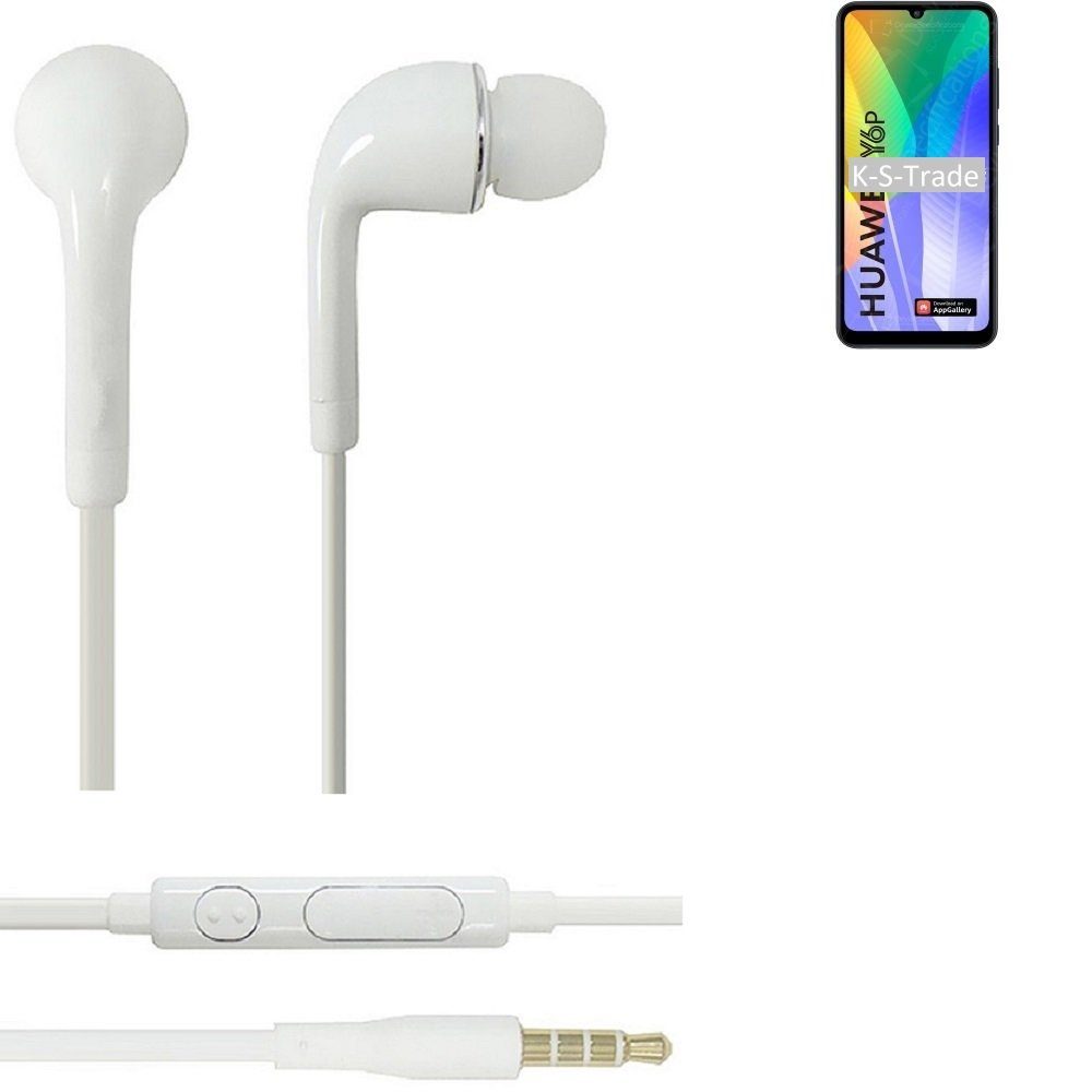 weiß K-S-Trade für mit In-Ear-Kopfhörer (Kopfhörer Y6p u 3,5mm) Huawei Mikrofon Headset Lautstärkeregler
