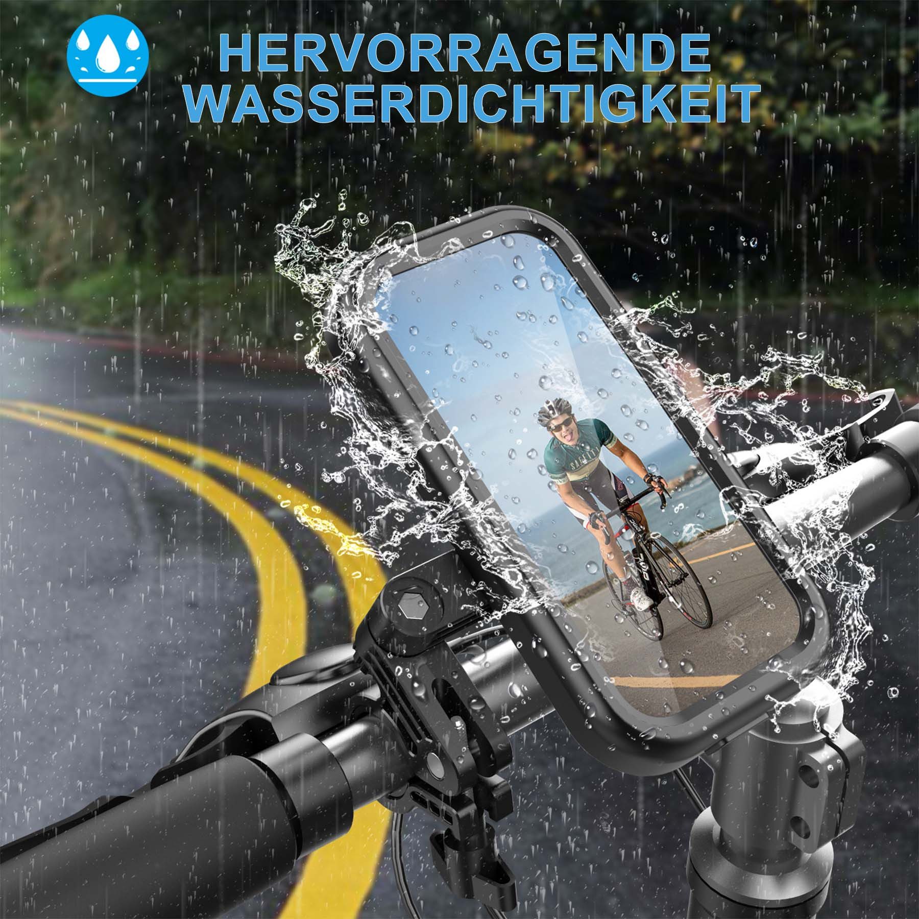 Mutig Handy-Halterung wasserdichte Motorrad Telefon Halterung Fahrrad Telefonhalterung, (bis 6.8 Zoll, 360° Drehbarer Handyhalter Universal-Lenkerinstallation,  – Bild 4 von 5