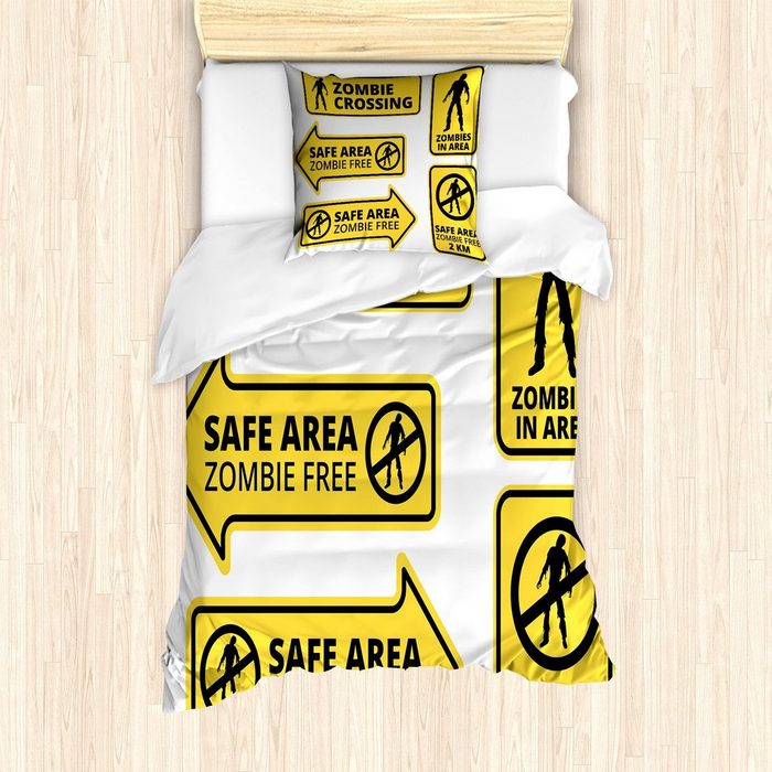 Bettwäsche Milbensicher Allergiker geeignet mit Kissenbezug Abakuhaus Microfaser Zombie Safe Area Zone