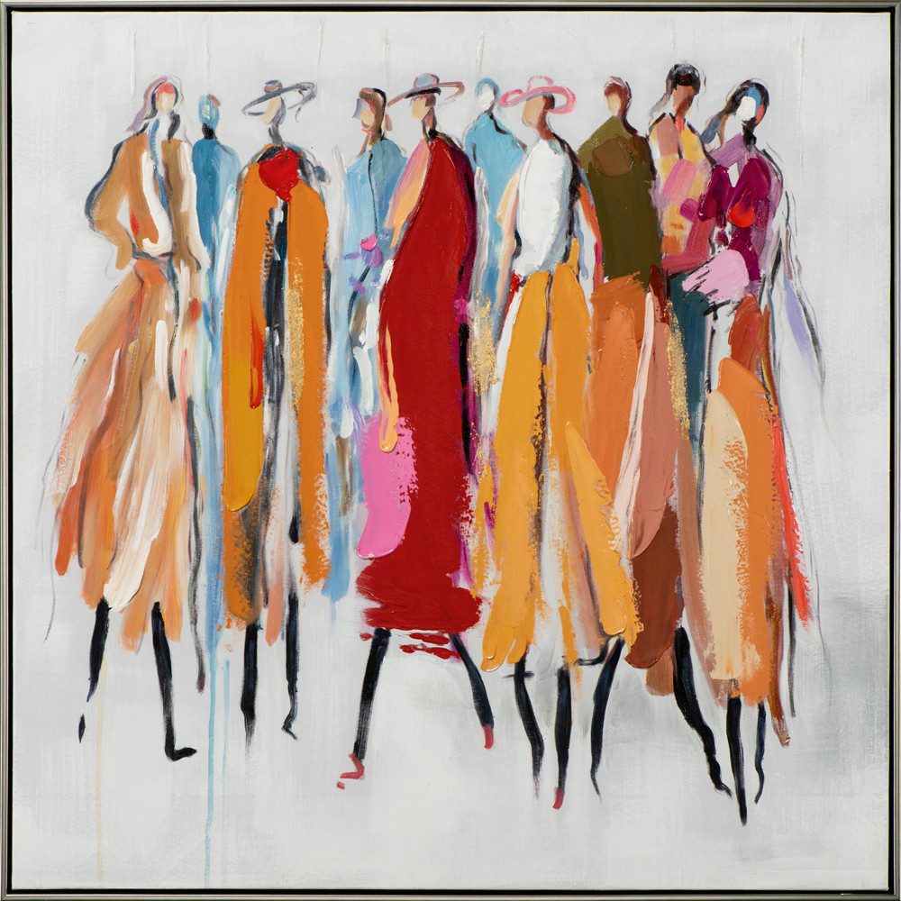ArtUniverse Gemälde Leinwandbild Farbenfrohe Damengruppe 82 x 82 cm, Menschenmotiv